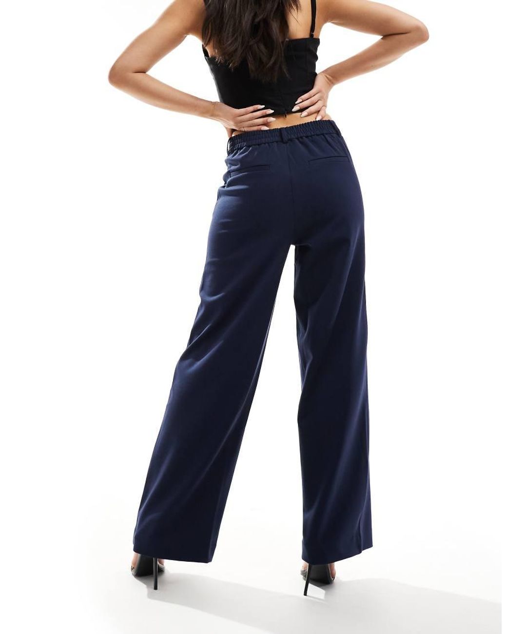 Vila Blue High Waist Wide Leg Trouser