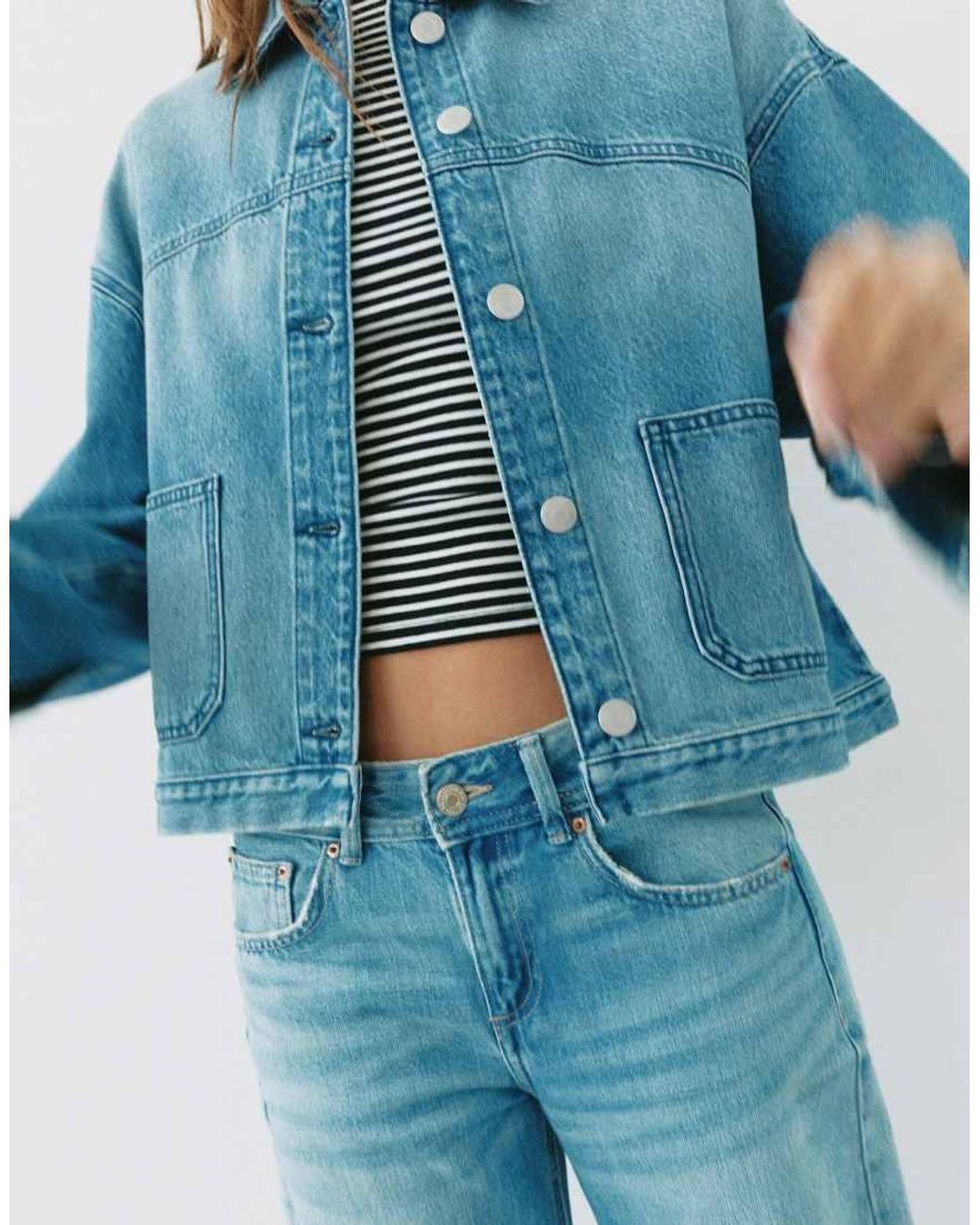 Pull&Bear Blue Boxy Denim Overshirt