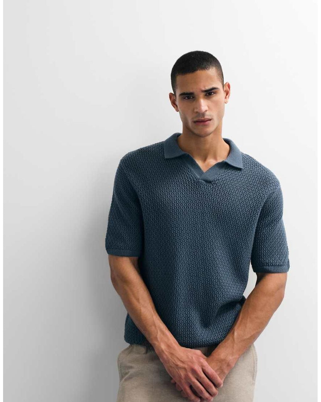 Levi's Blue Dillon V Neck Polo Jumper for men