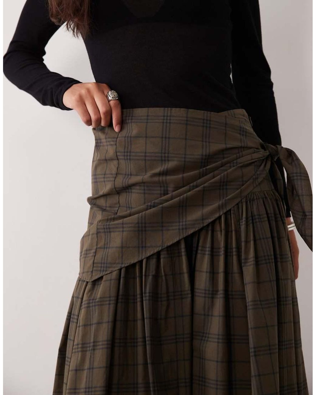 ASOS Black Scarf Detail Midi Skirt
