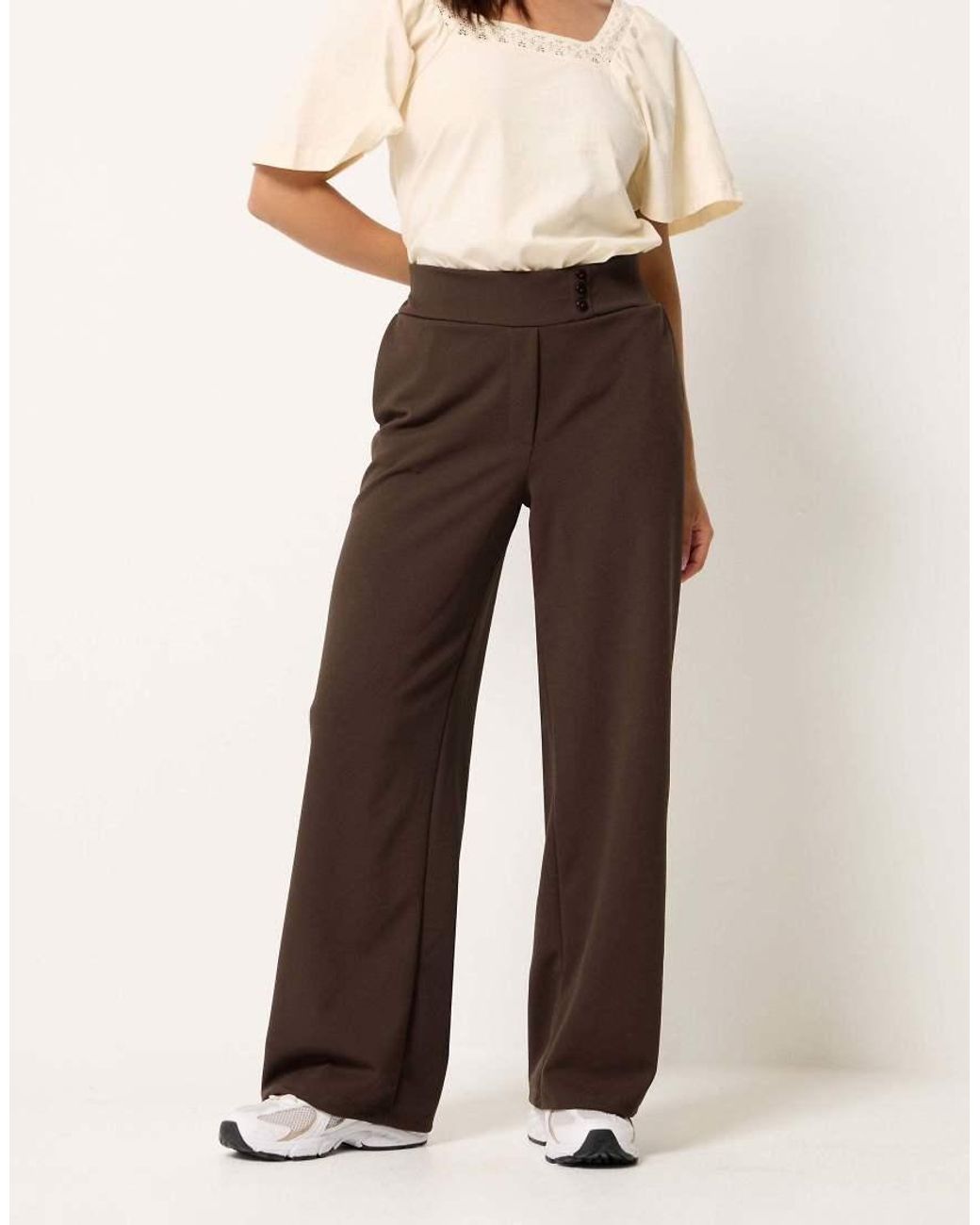 PixieGirl Brown Petite Wide Leg Trousers