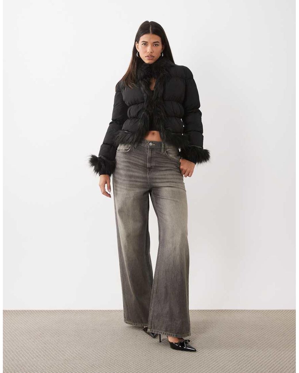 I.AM.GIA Black Billie Faux Fur Trim Hook And Eye Closure Puffer Jacket