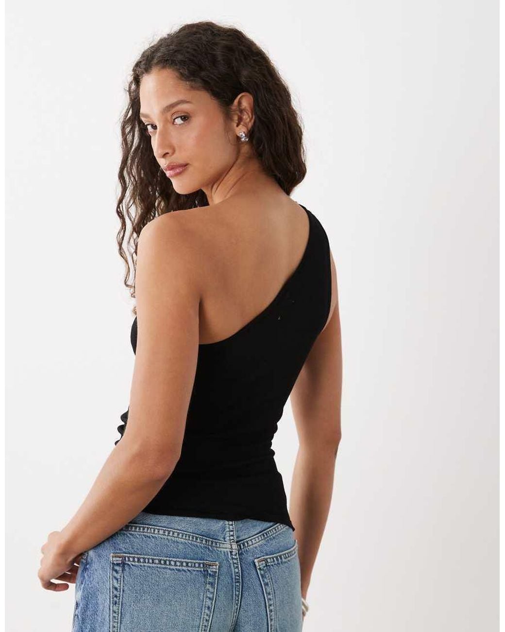 Cotton On Black Stud Asymmetric Knit Top