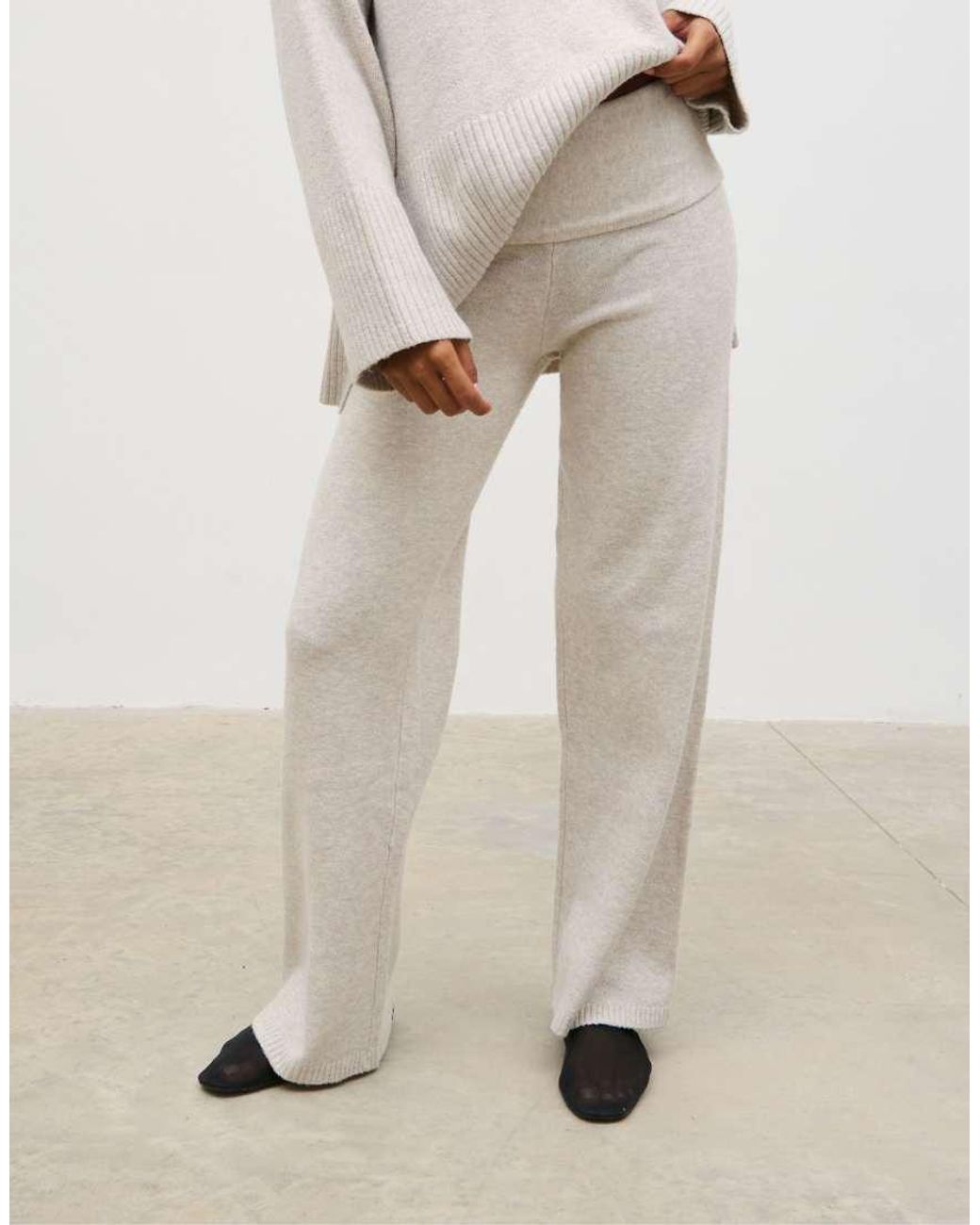 Pretty Lavish Natural Folded Waistband Knit Trouser Co-ord