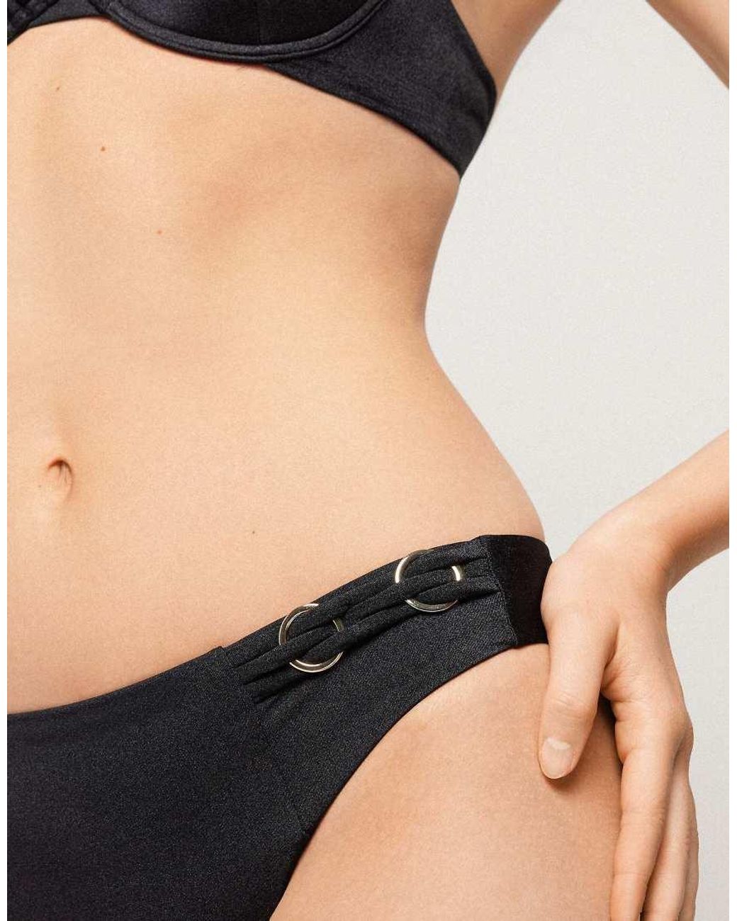 Tezenis Black Royal Essence Brazilian Bikini Bottoms