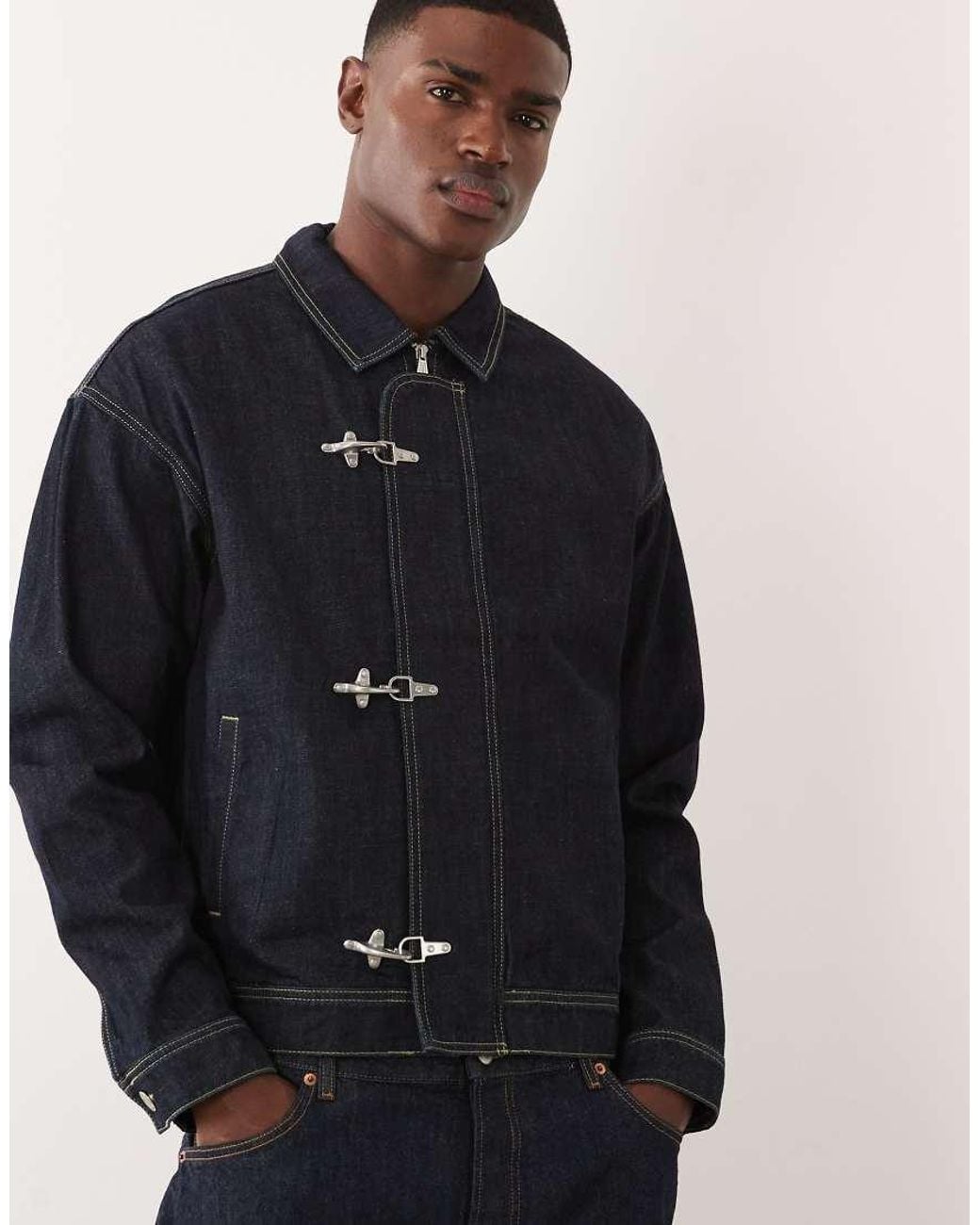 Jack & Jones Blue Fireman Clasp Denim Jacket for men
