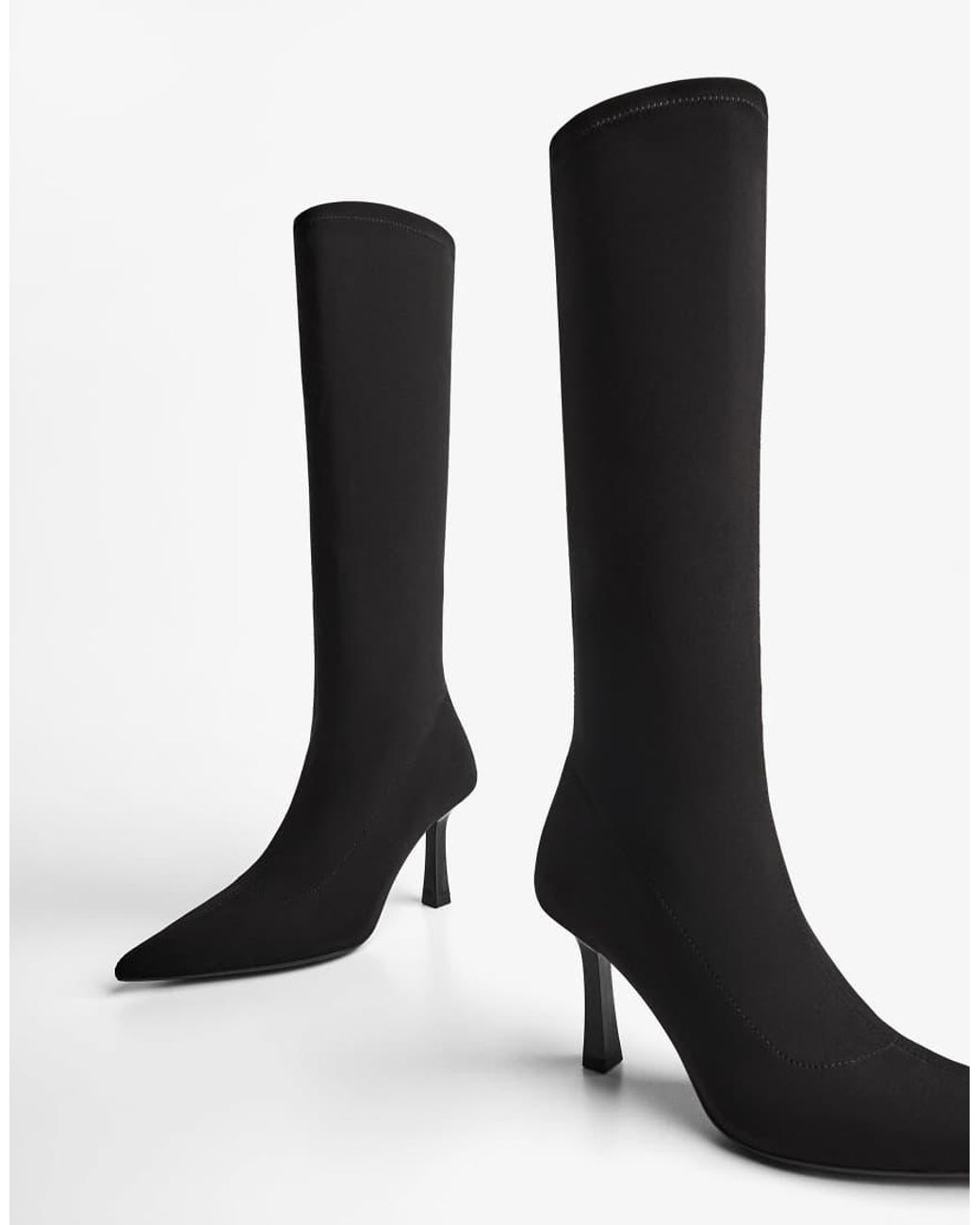 Bershka Black Fabric High-heel Boots
