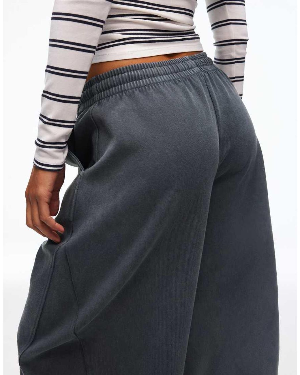 Bershka Blue Barrel Plush Trousers With Stoppers