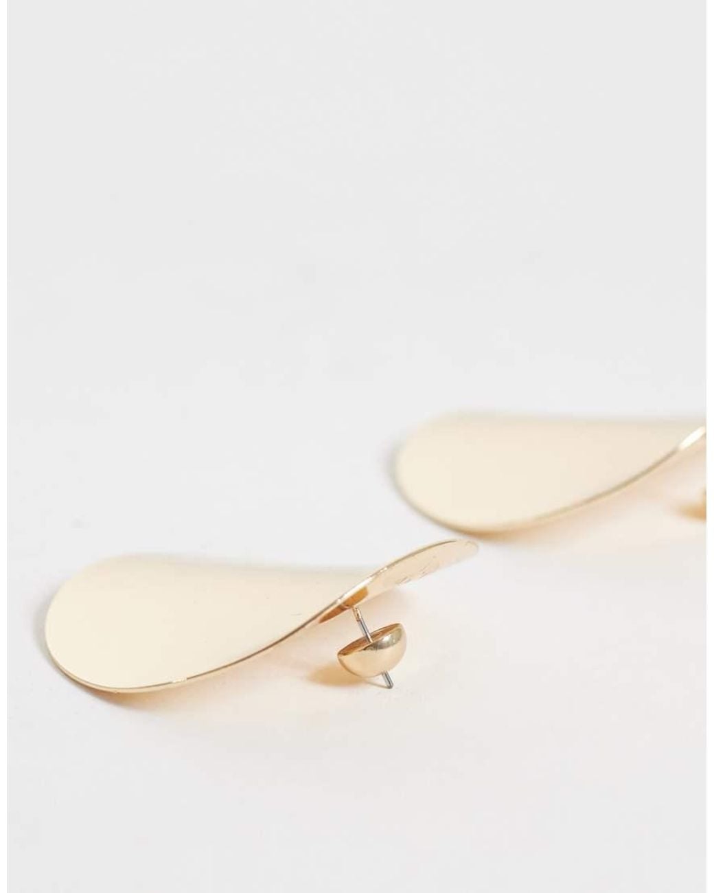ASOS Natural Stud Earrings With Large Hammered Oval Design