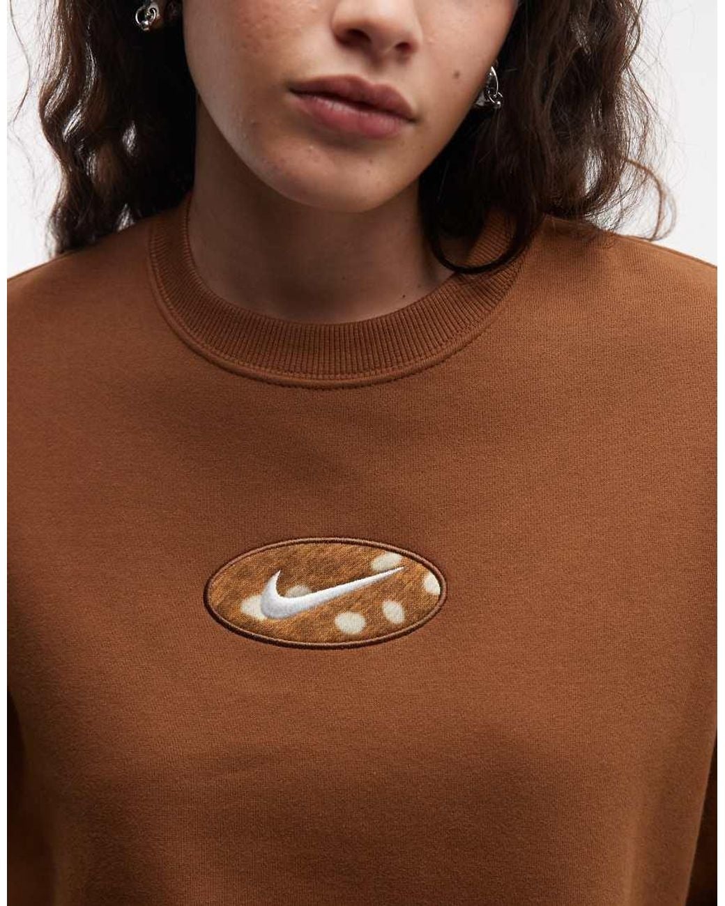 Nike Brown Studio Fleece Oversized Graphic Print Sweat