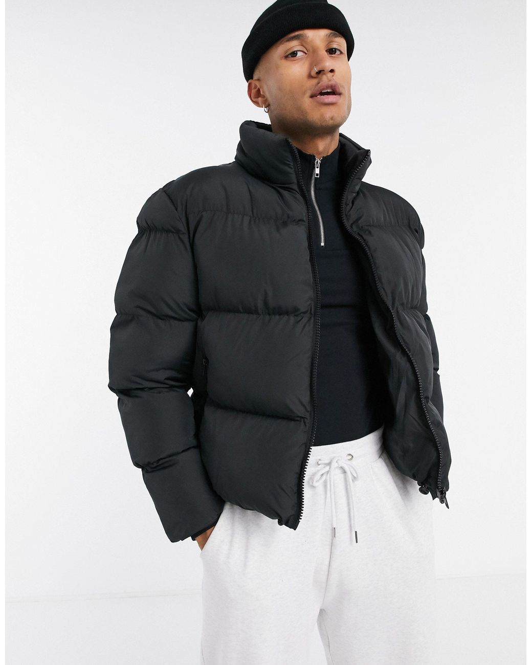 ASOS Sustainable Cropped Puffer Jacket in Black for Men - Lyst