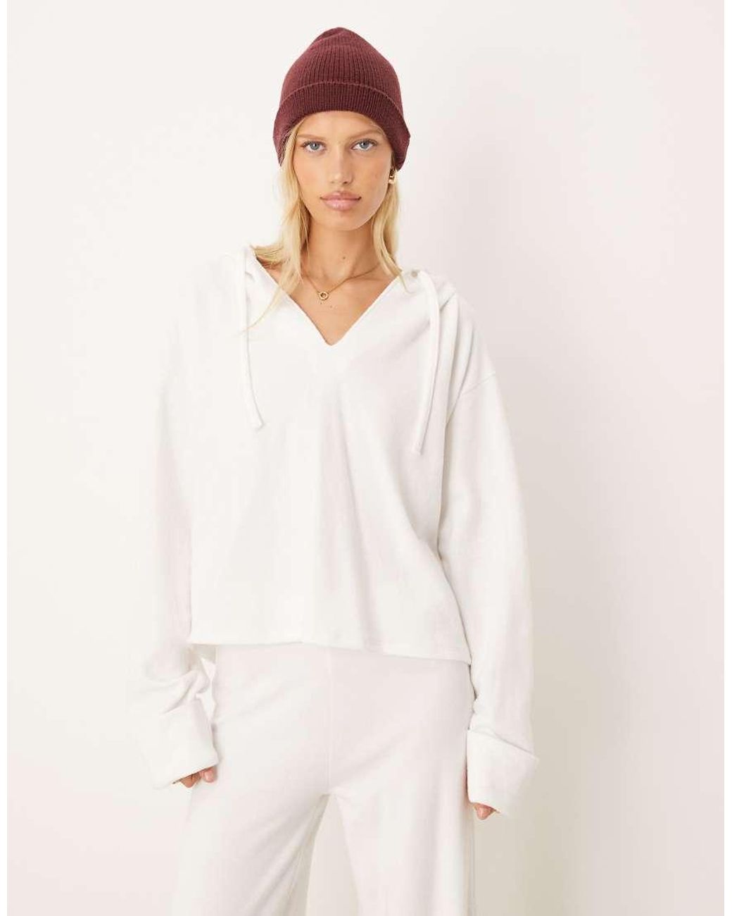 ASOS Natural Supersoft Hoodie With Turn Back Cuff Detail