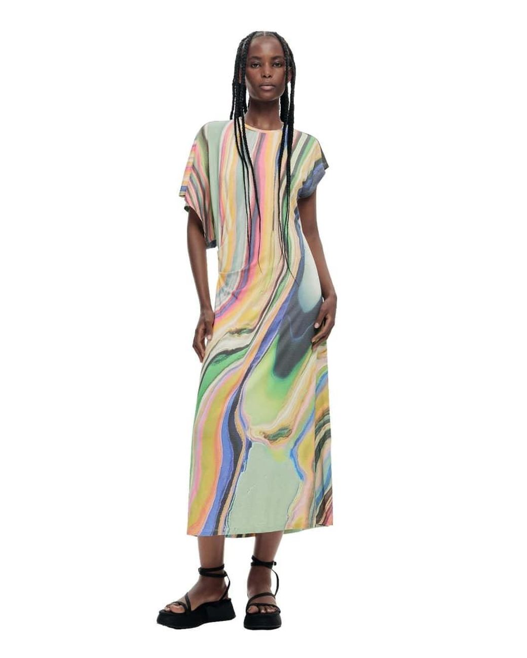 Desigual White Maxi Wave Dress