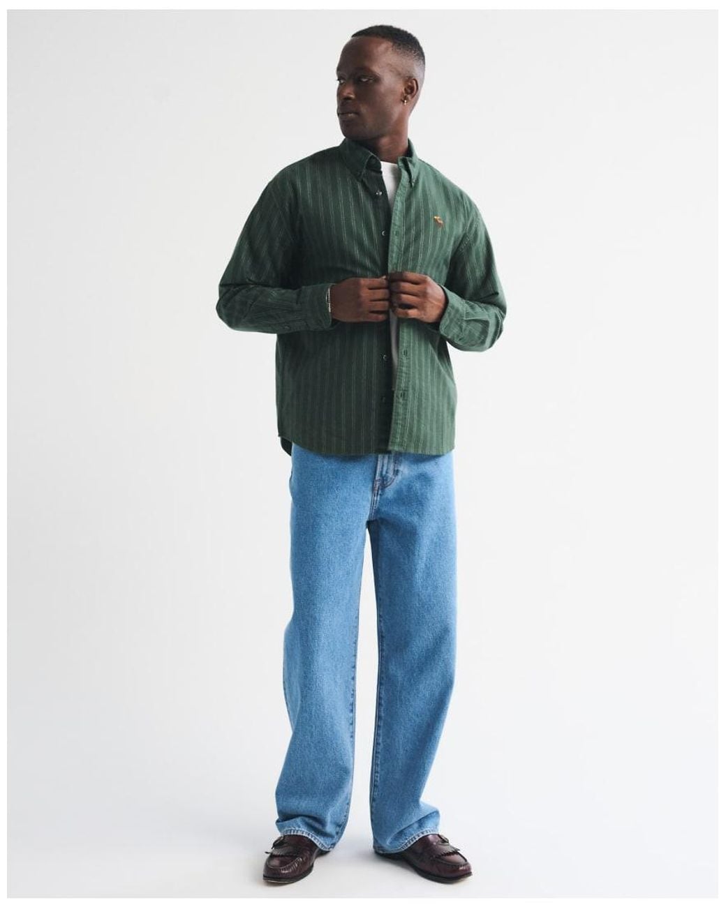 Abercrombie & Fitch Green Icon Oxford Button-Up Shirt for men