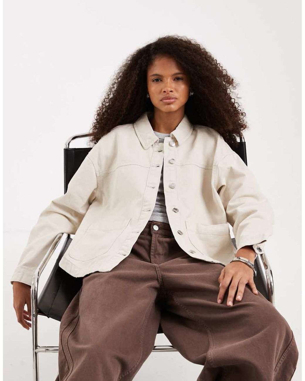 Vero Moda Brown Denim Shacket With Front Pockets