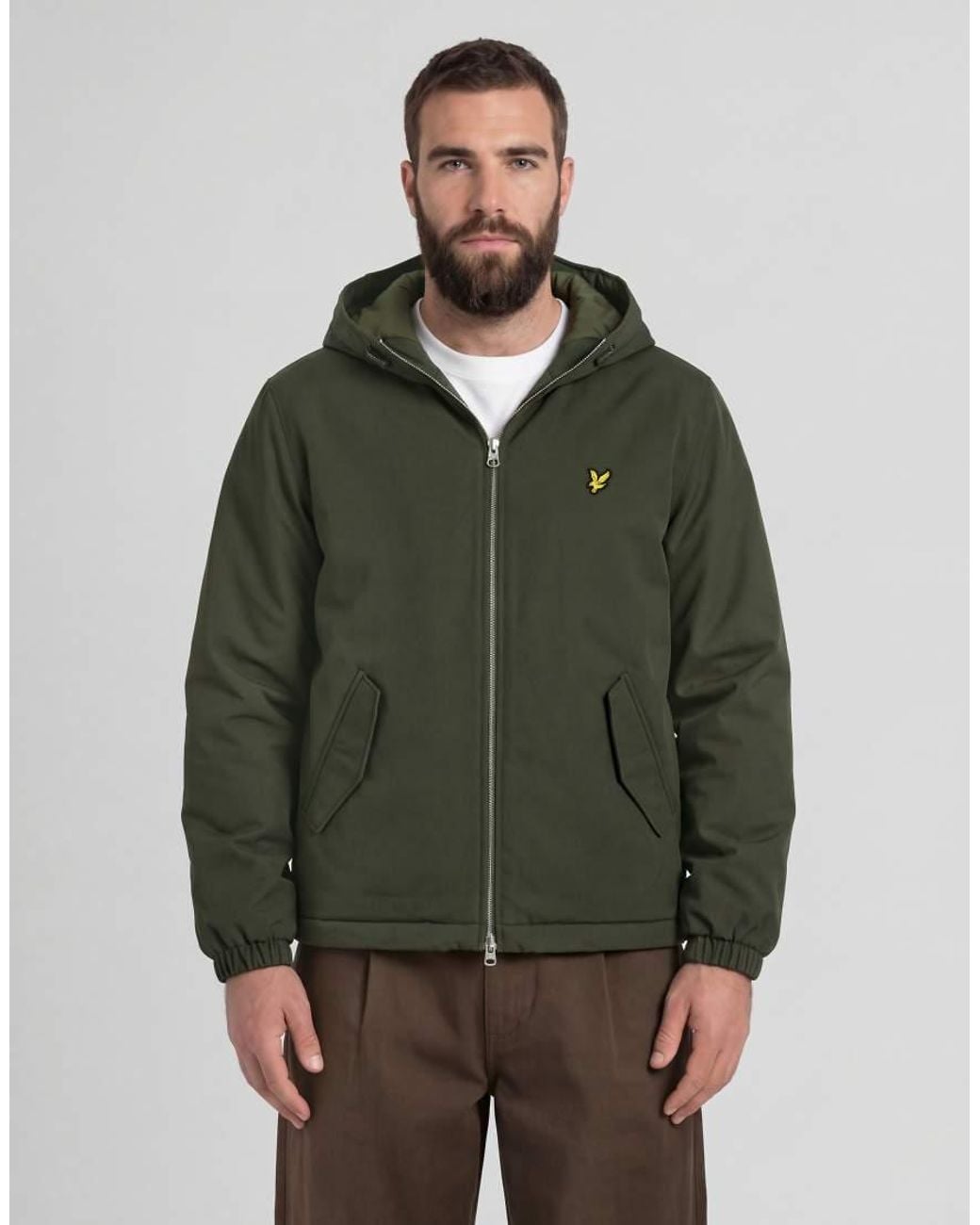 Lyle & Scott Green Mid Jackets Padded Hooded Zip Through Jacket for men