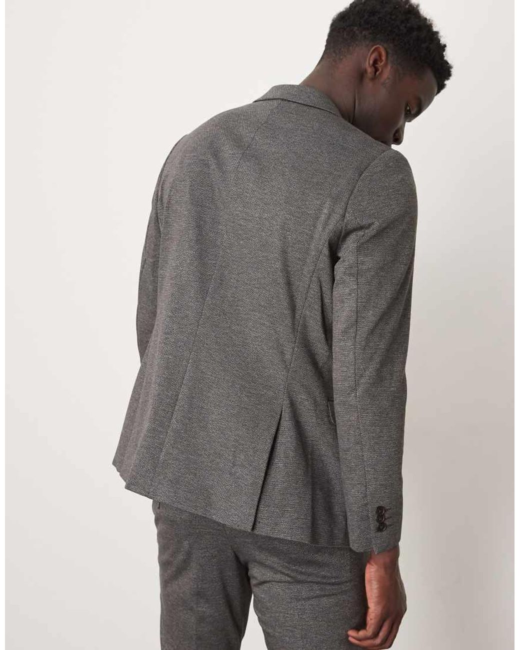 SELECTED Gray Noah Slim Fit Jersey Suit Blazer for men