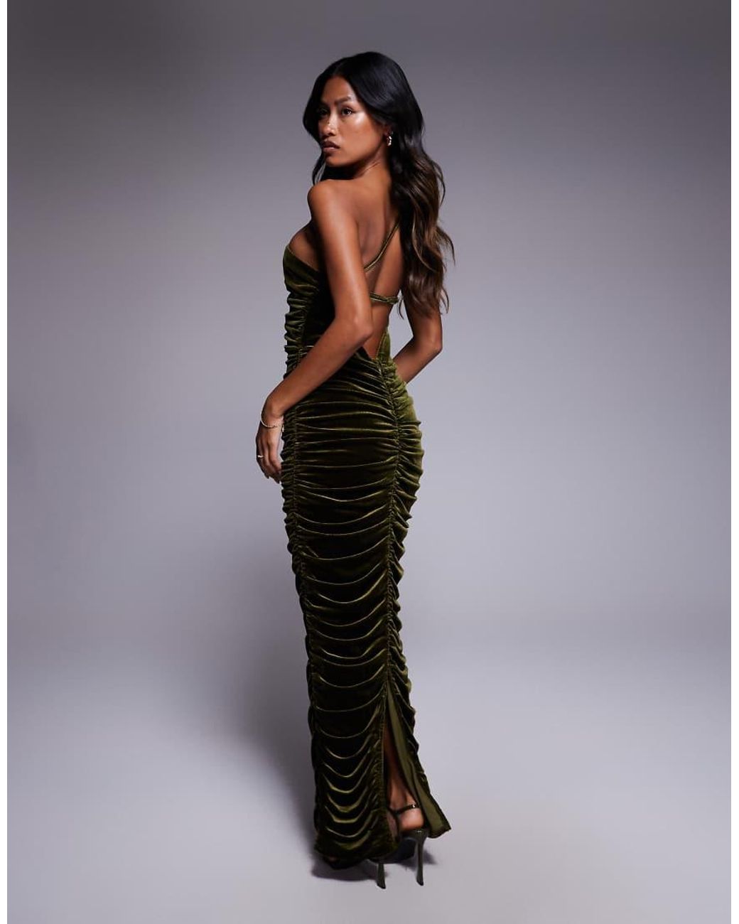 TFNC London Blue Ruched One Shoulder Maxi Dress