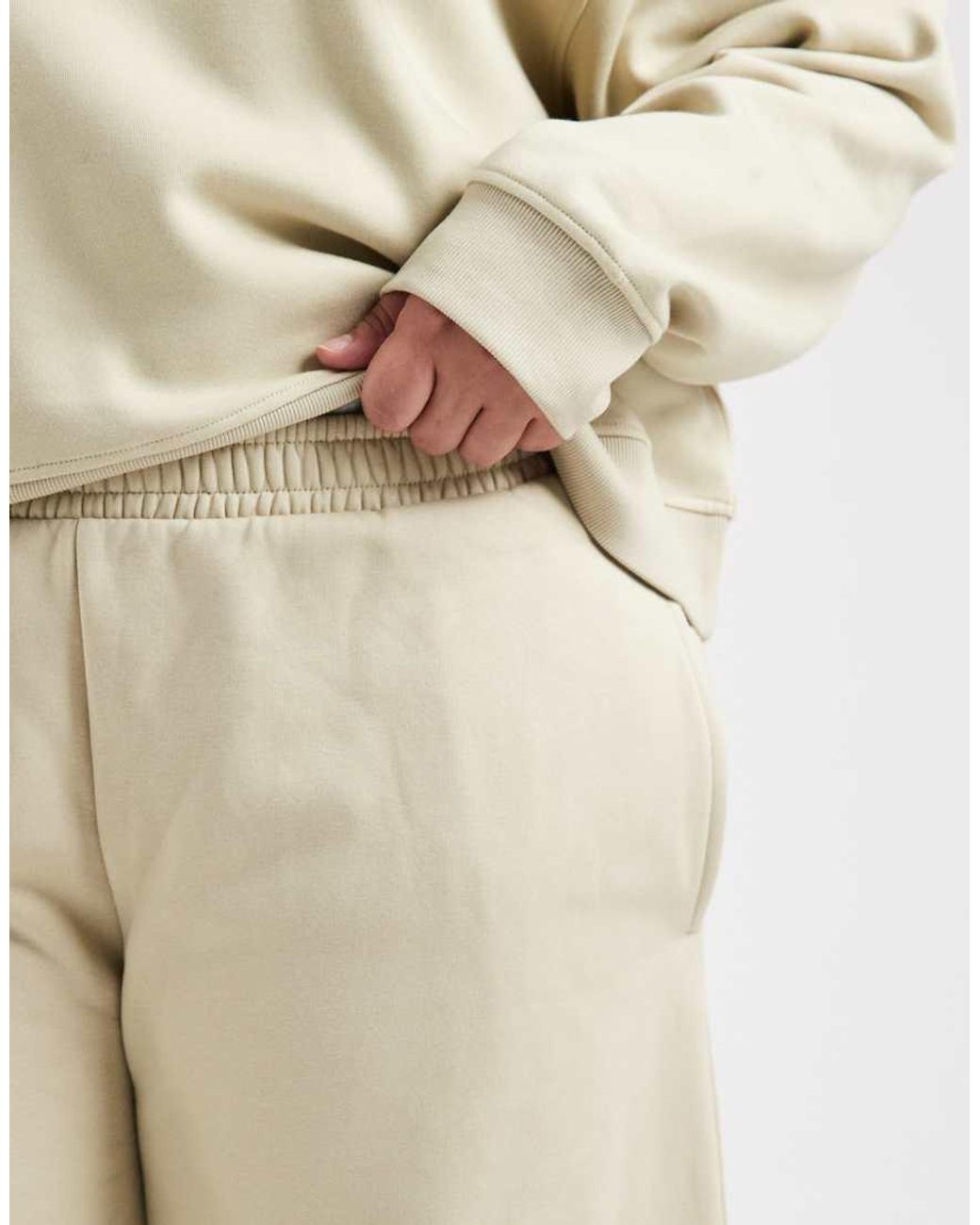 ASOS Natural Asos Design Curve Barrel Leg Brushback Jogger