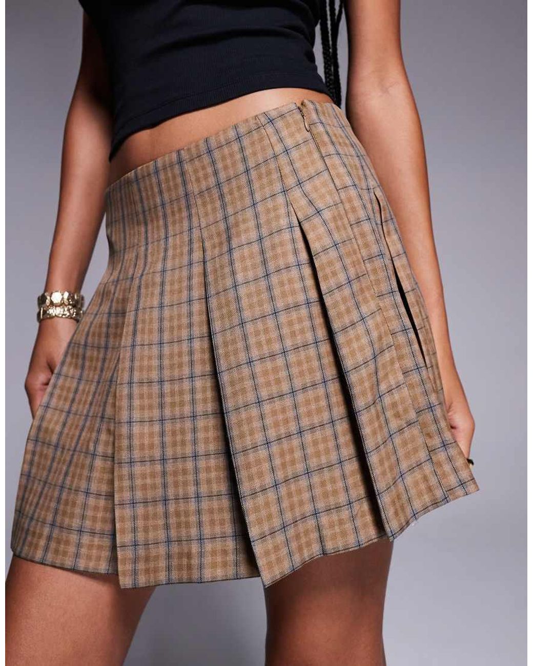 ASOS Blue Tailored Pleated Mini Skirt