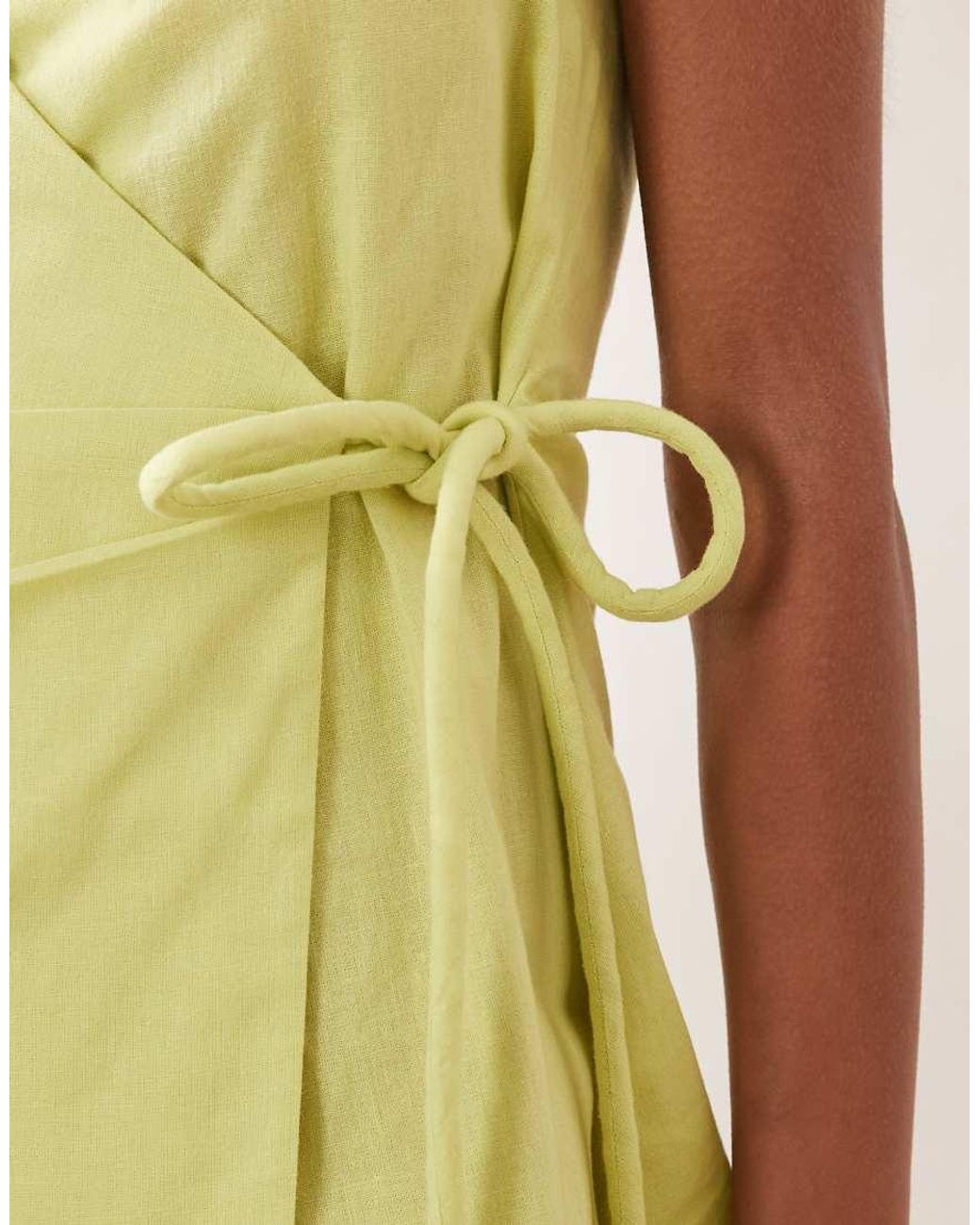 ASOS Natural Cotton Linen Halter Neck Wrap Mini Sundress
