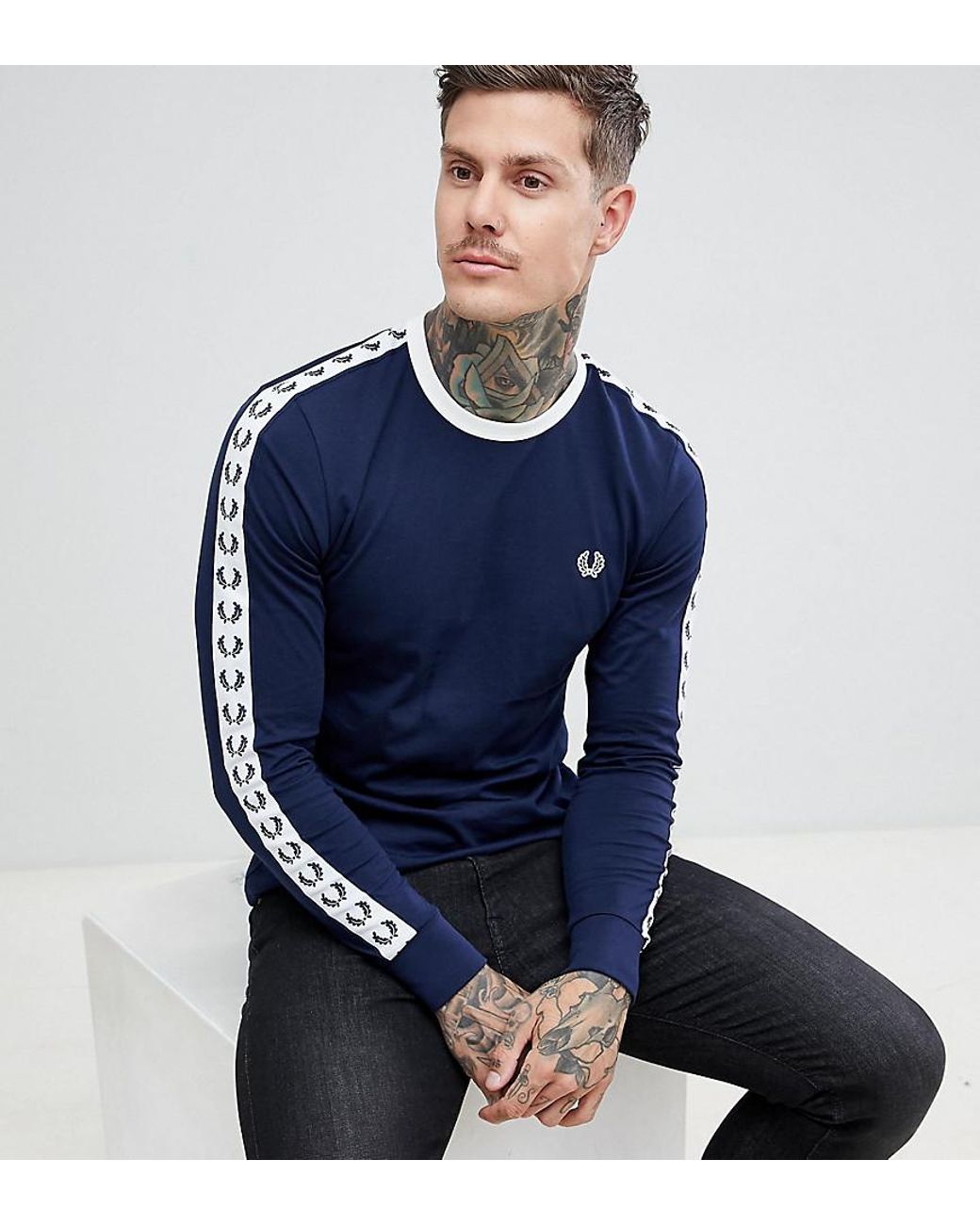 Fred Perry Sports Authentic Long Sleeve Taped Ringer T-shirt In Navy in  Blue for Men Lyst