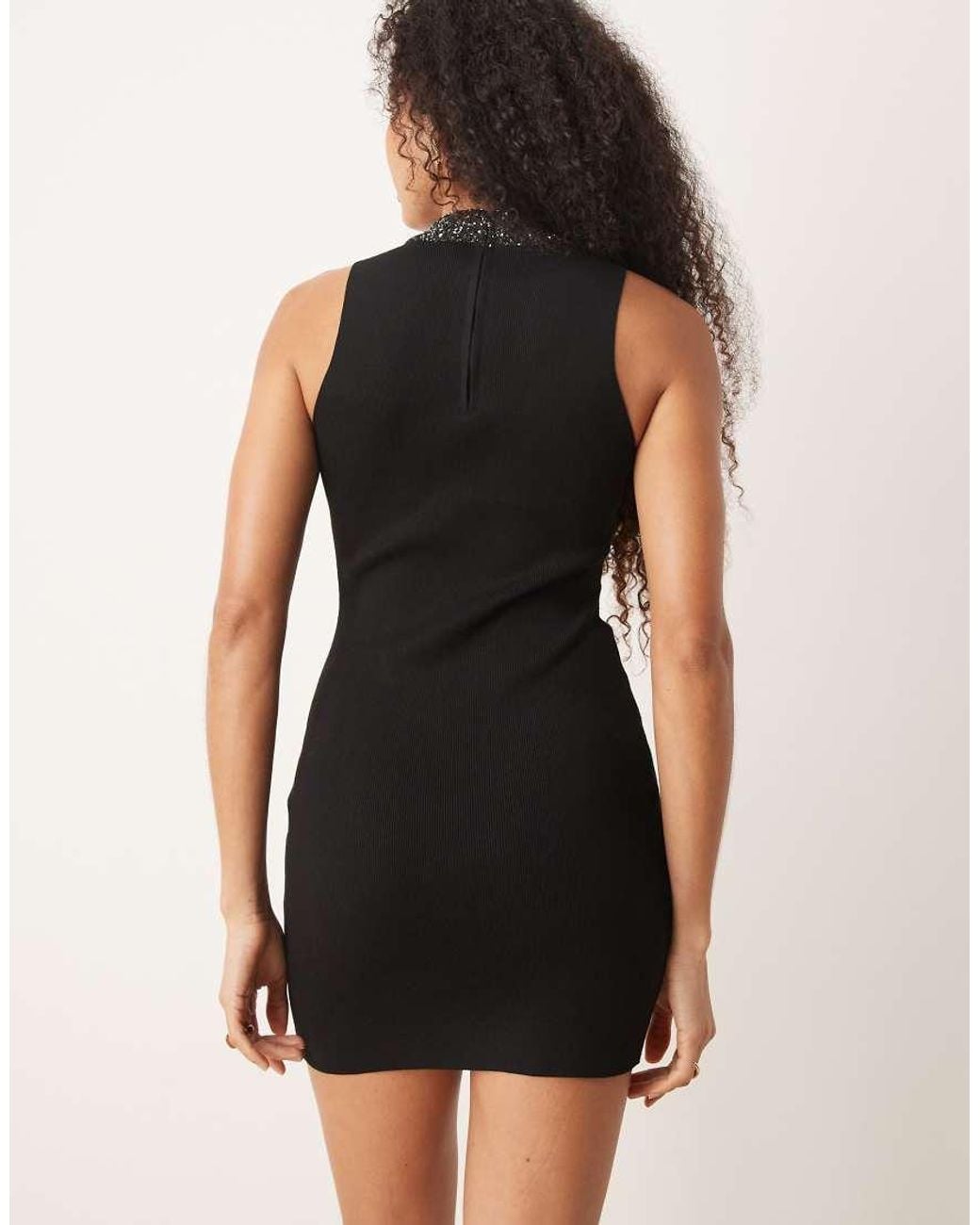 Mango Natural Sleeveless Mini Dress With Embellished Trim