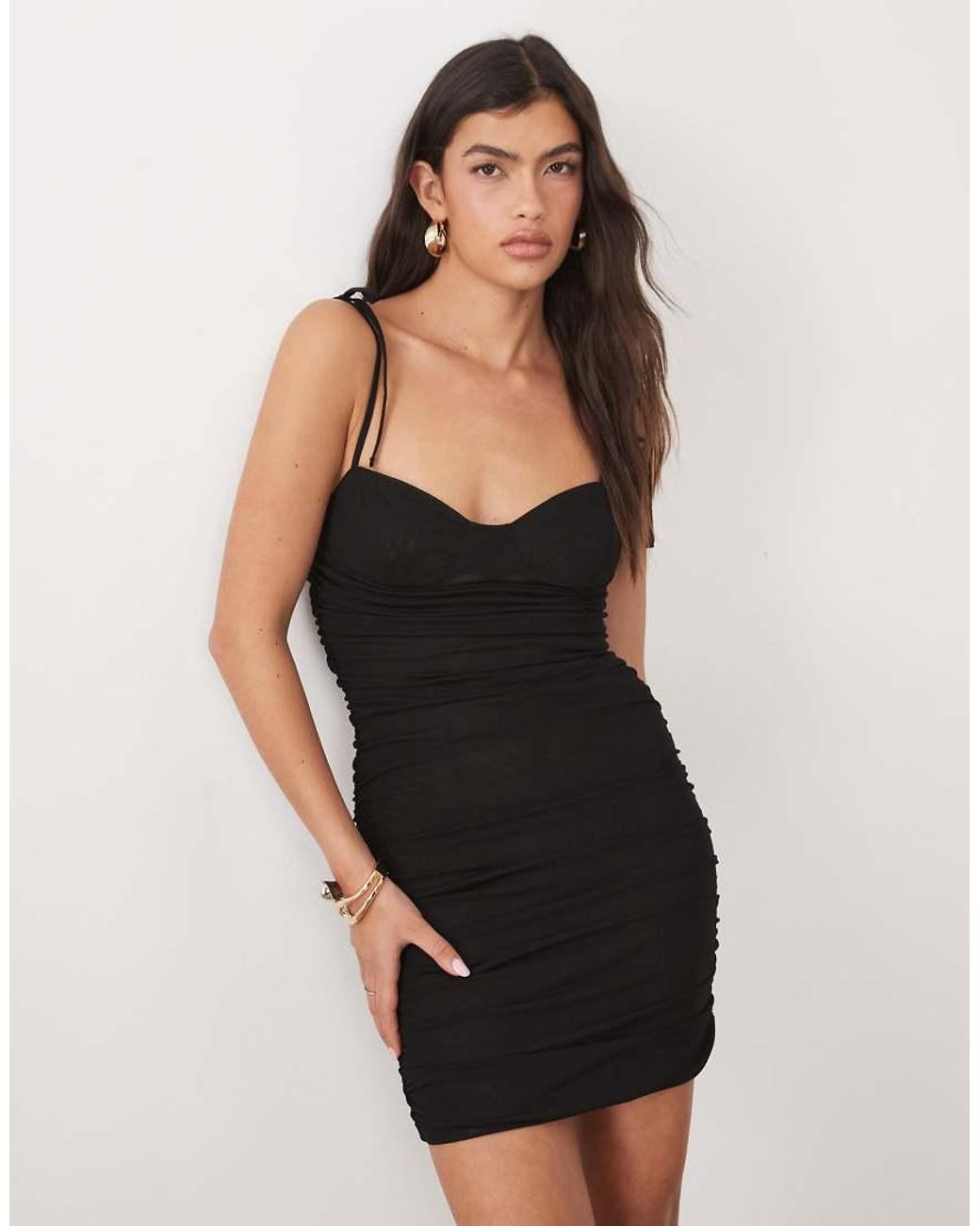 ASOS Black Mesh Corset Mini Dress