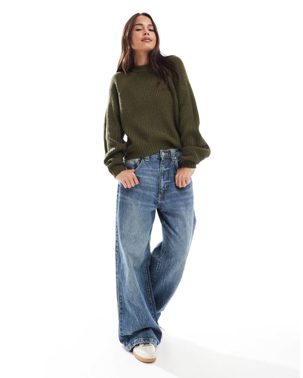 Pull ras Threadbare en coloris Green