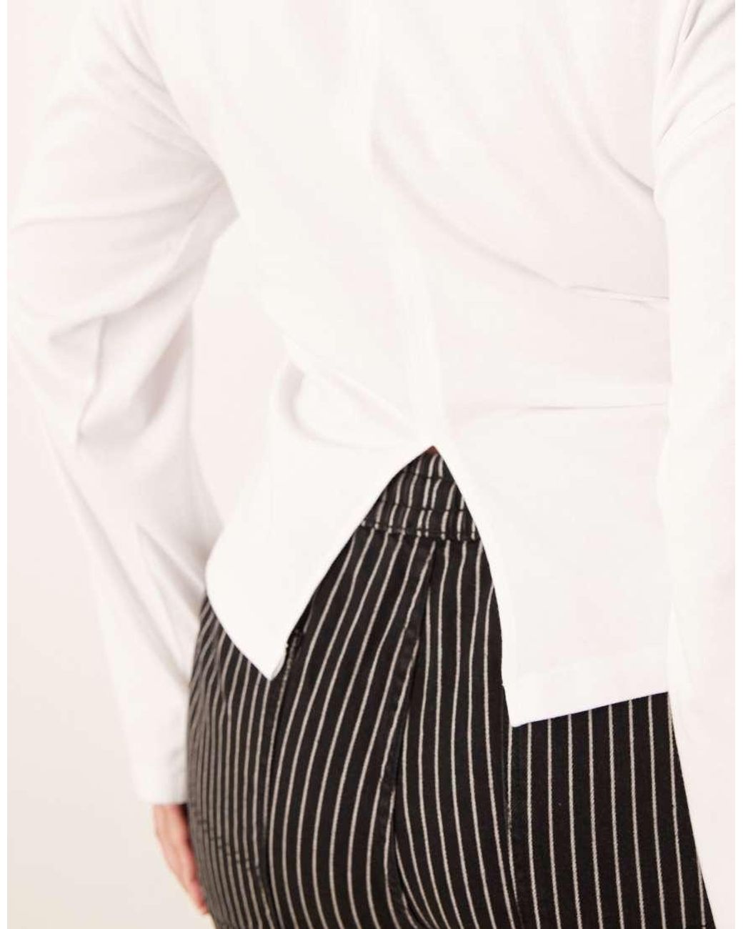 ASOS White Asos Design Curve Long Sleeve Corset Waist Tee