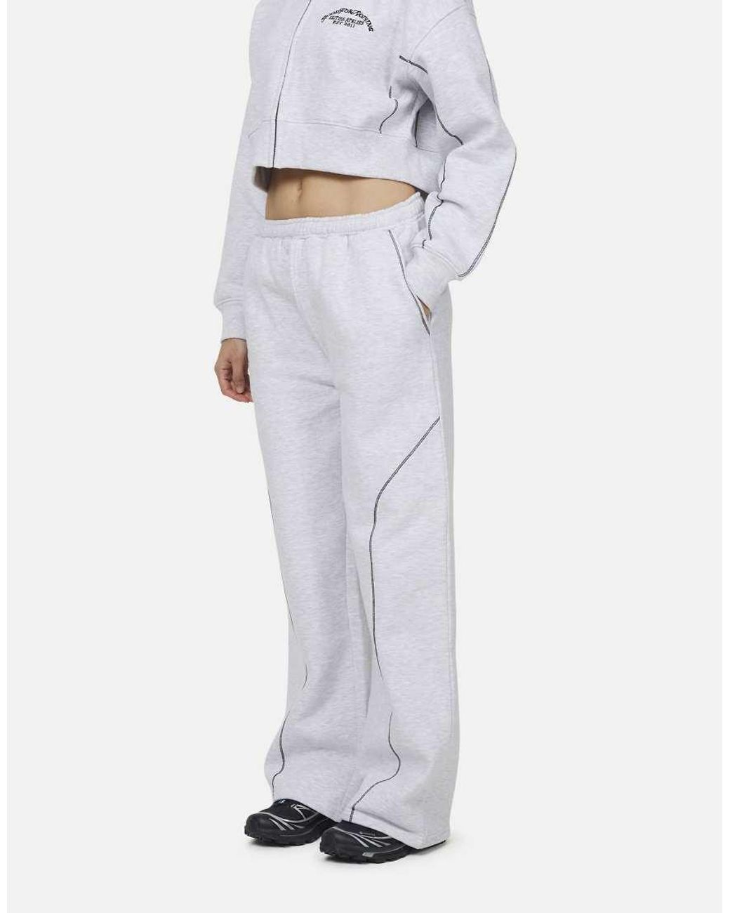 Good For Nothing White Coverlock Stitching Baggy Joggers