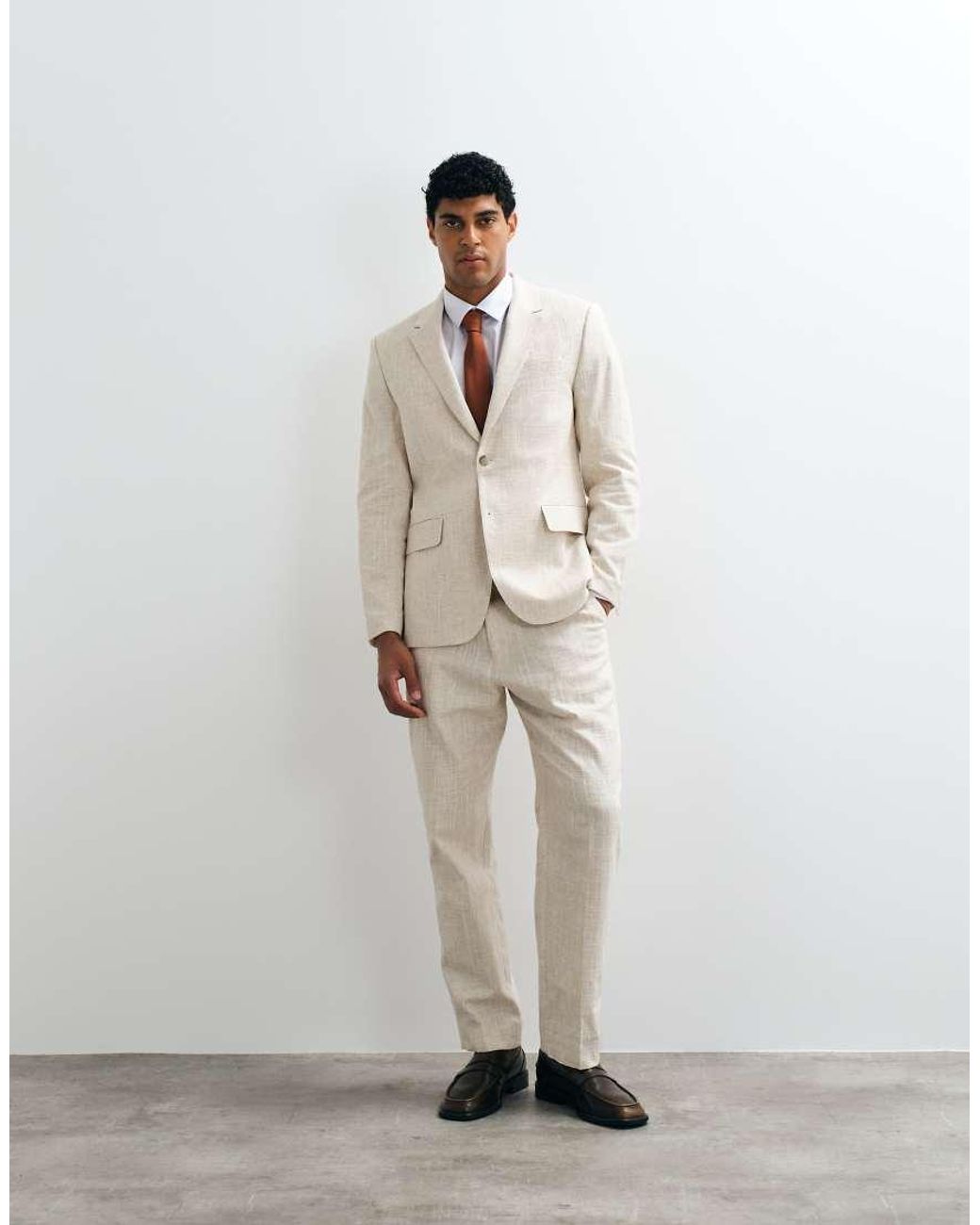 Abercrombie & Fitch Natural Crosshatch Single Breasted Blazer Co-Ord for men