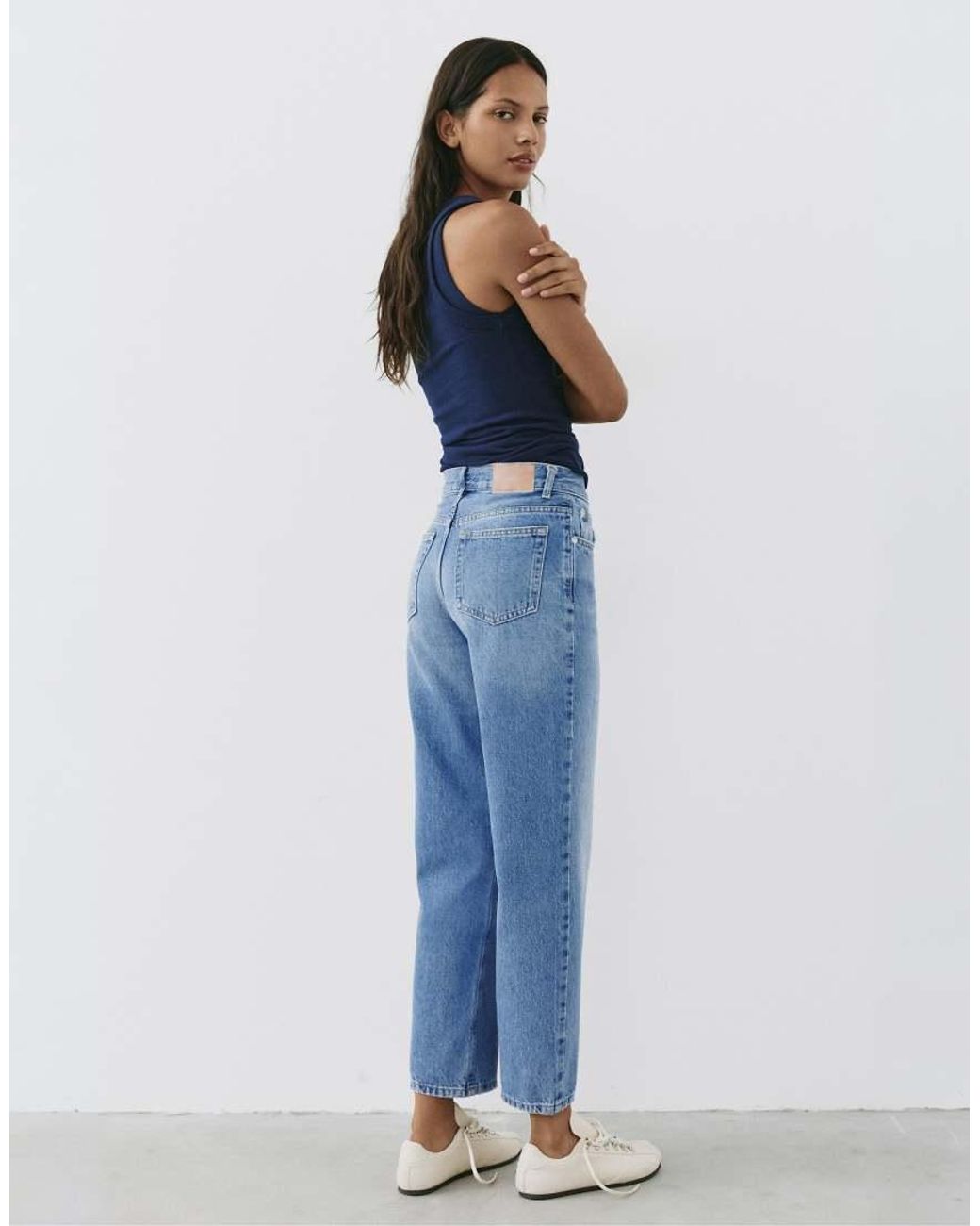 Pull&Bear Blue Straight-leg Jeans With Crossover Waistband