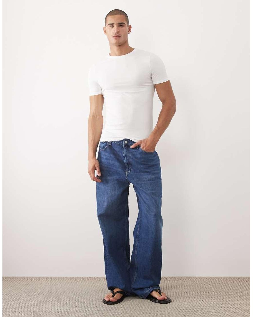 ASOS Multicolor Essentials 3 Pack Muscle Fit T-Shirts for men