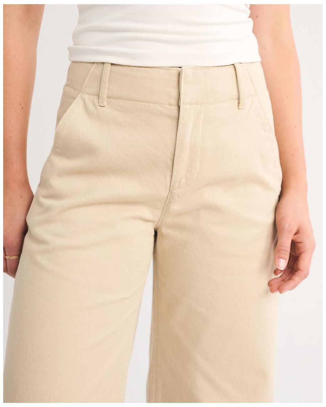 Abercrombie & Fitch Natural 100% Cotton High Rise Chino Barrel Pant