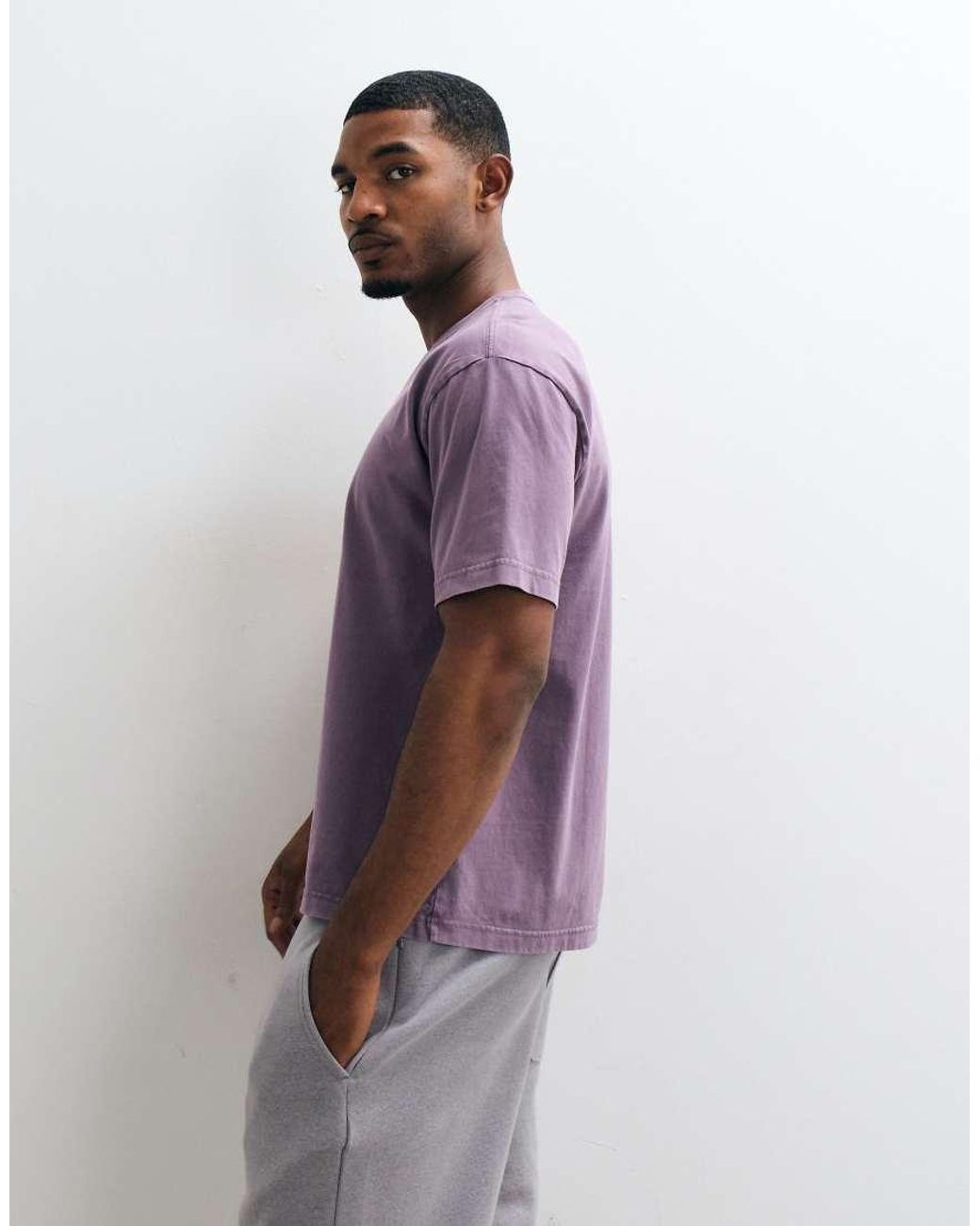 Hollister Purple Oversized Y2k Front Graphic T-shirt for men