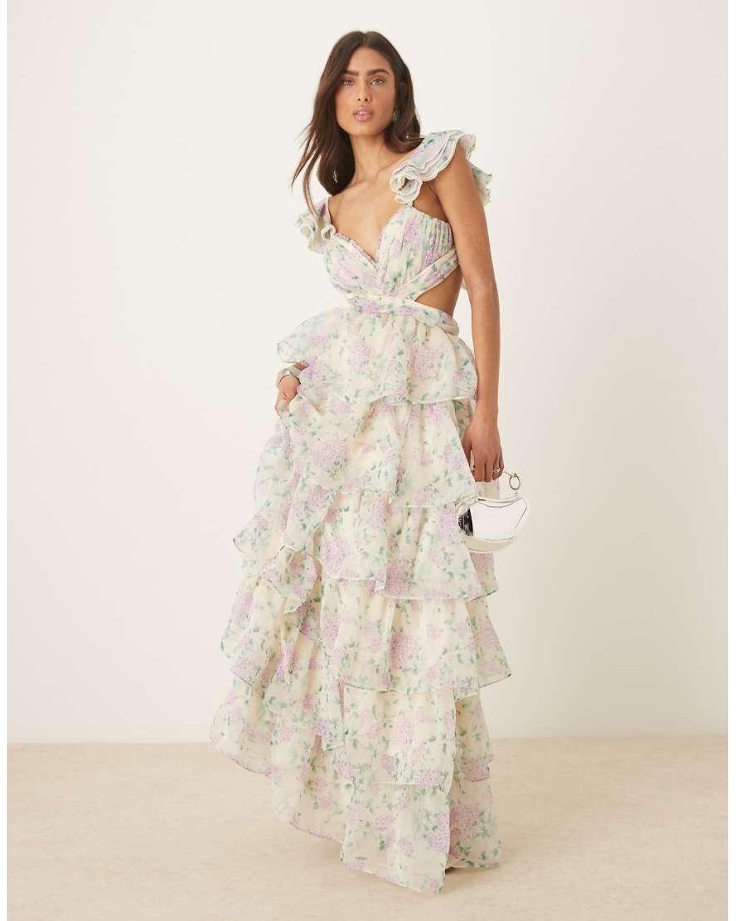 ワンピース D&G wool frill ruffle vintage dress Amy Jane London Oflia Cut Out Frill Maxi Dress in Natural | Lyst UK