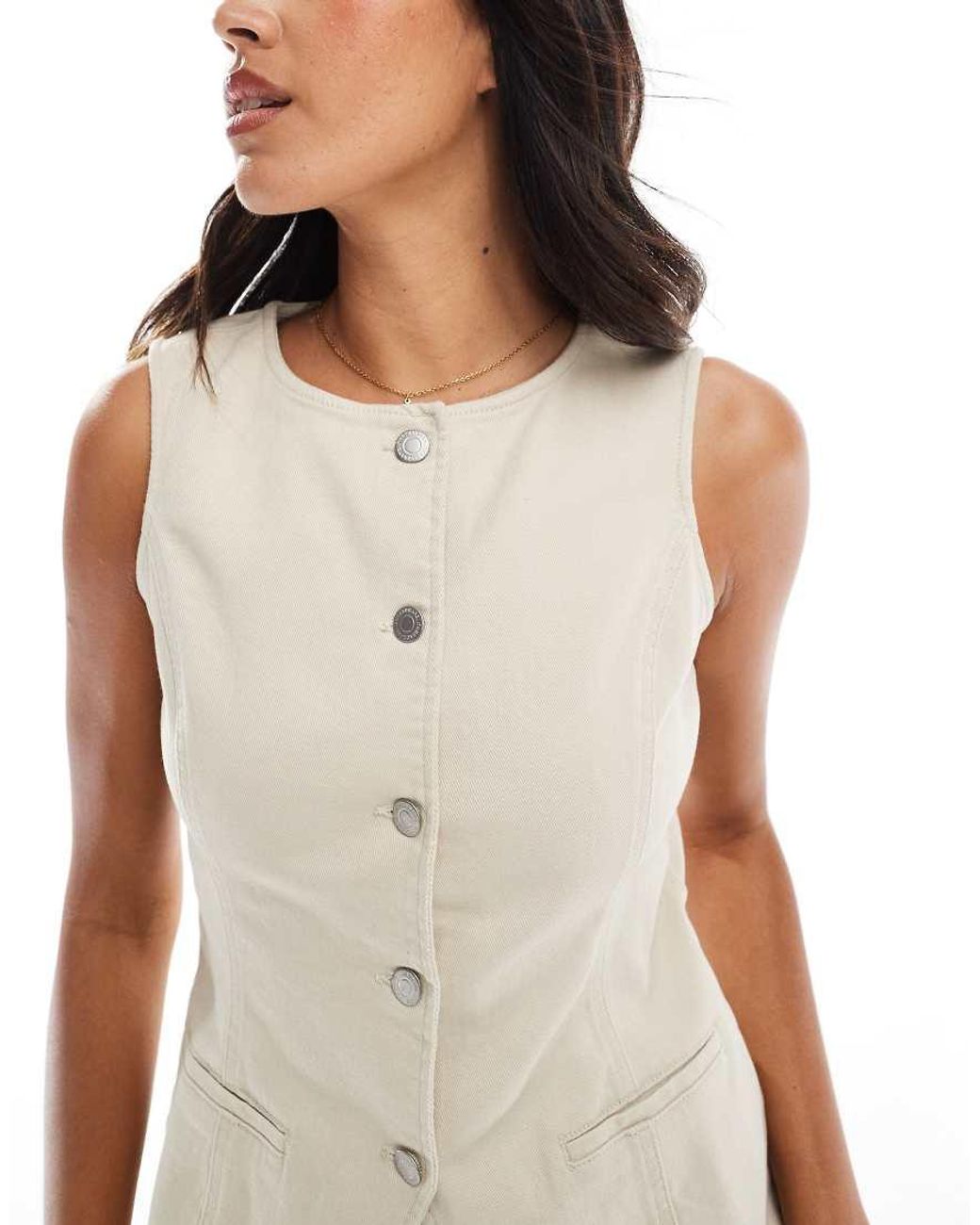 Chaleco Vaquero De -Blanco Threadbare de color White