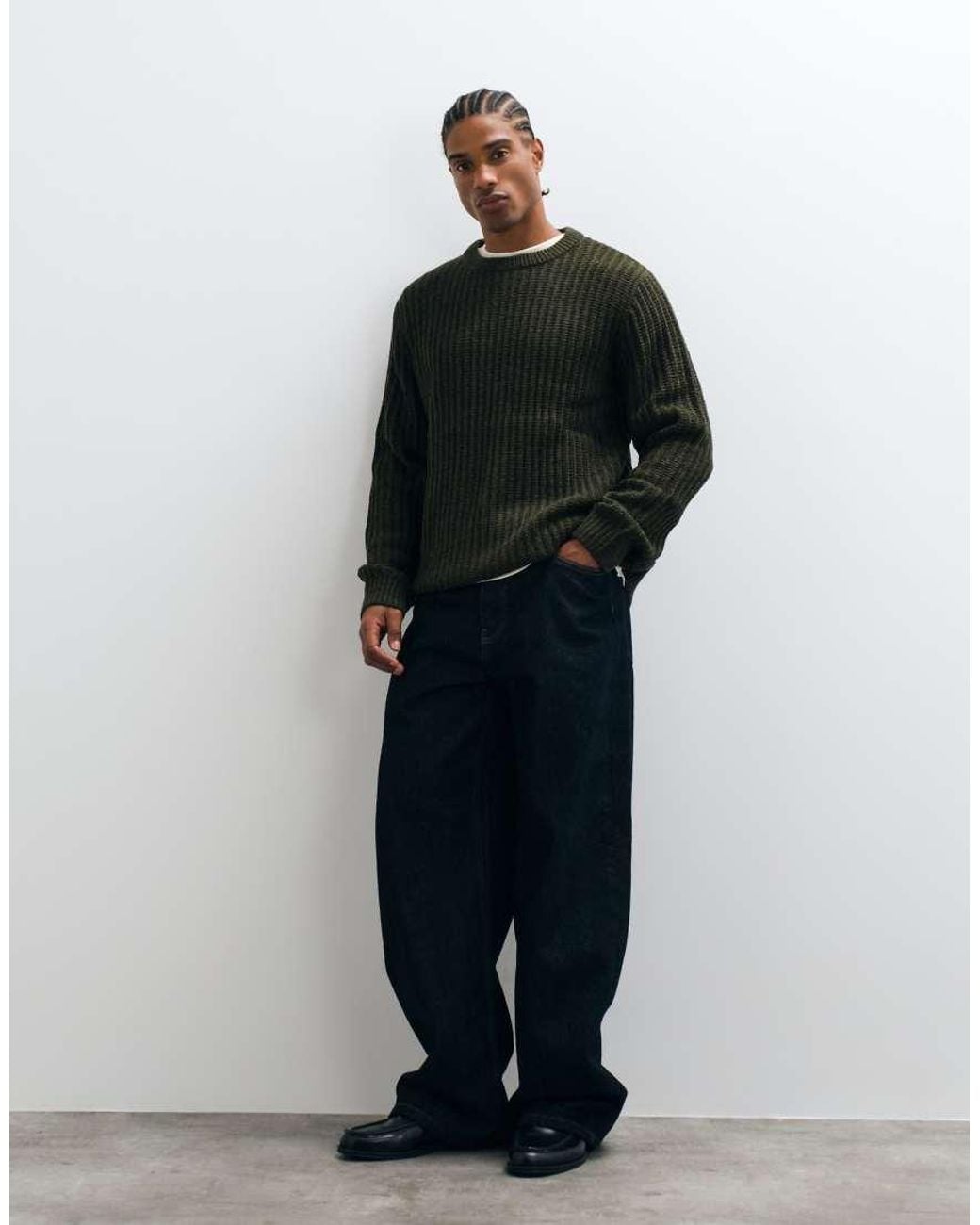 Jack & Jones Black Ribbed Crew Neck Sweater for men