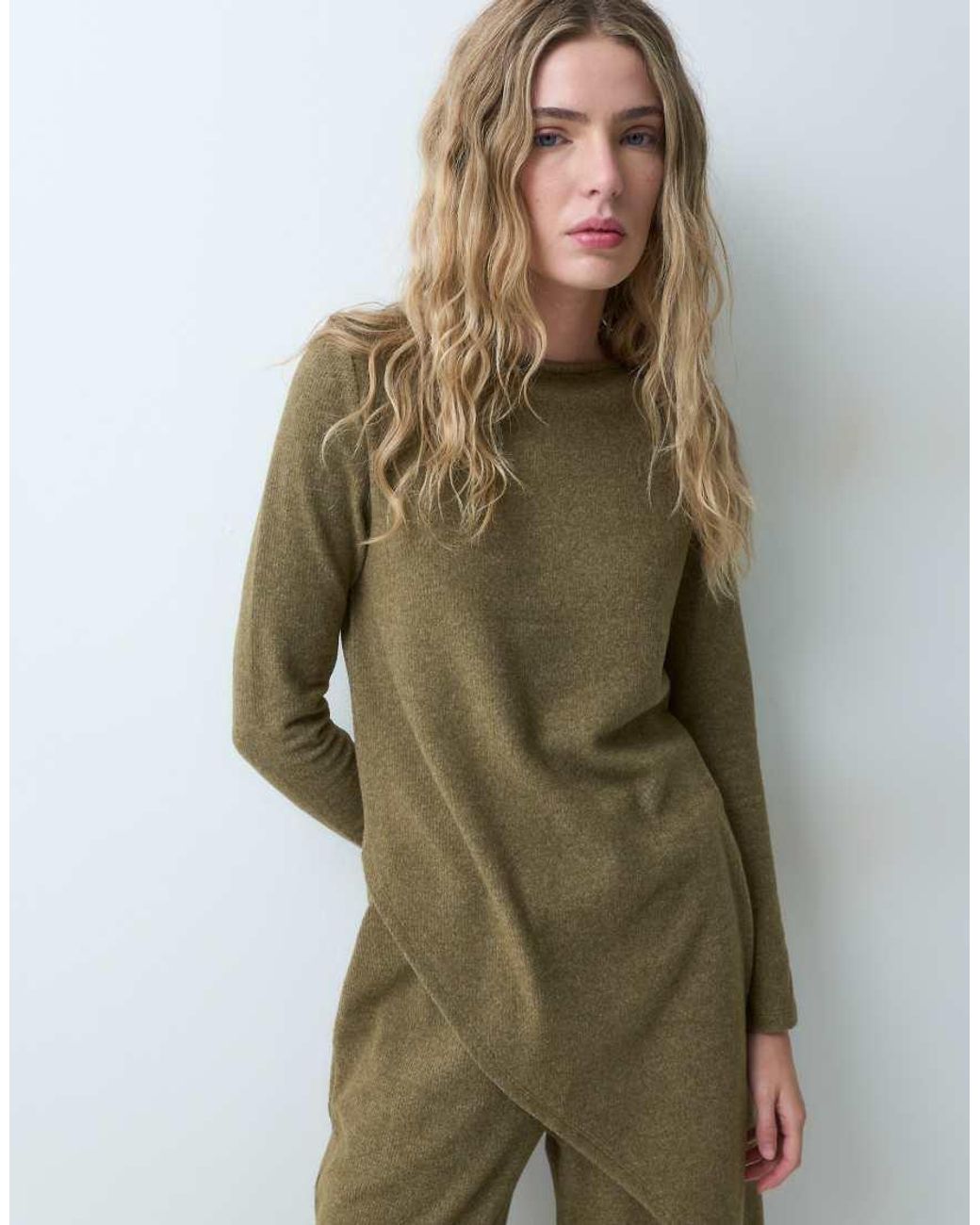 ASOS Green Supersoft Long Sleeve With Asym Co-ord Top