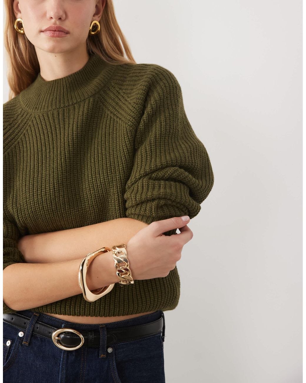 Threadbare Green High Neck Sweater