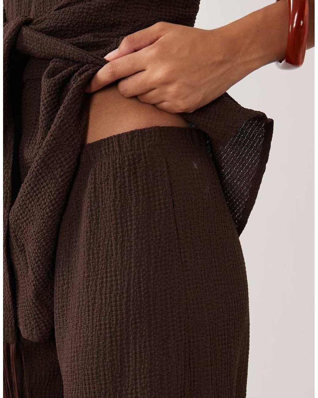ASOS Brown Textured Wide Leg Trouser Co-ord
