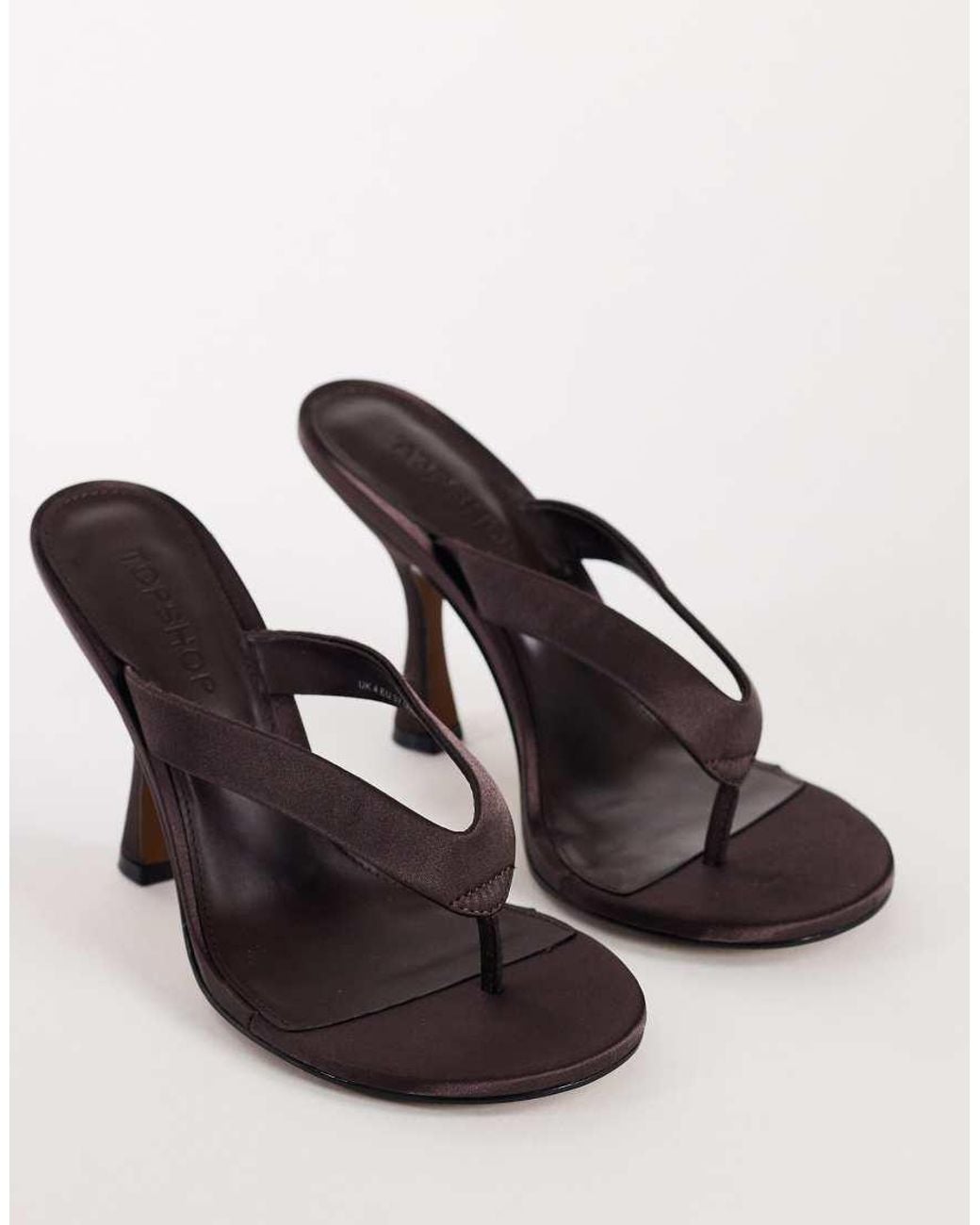 TOPSHOP Brown Nina Toe Thong Heeled Sandal