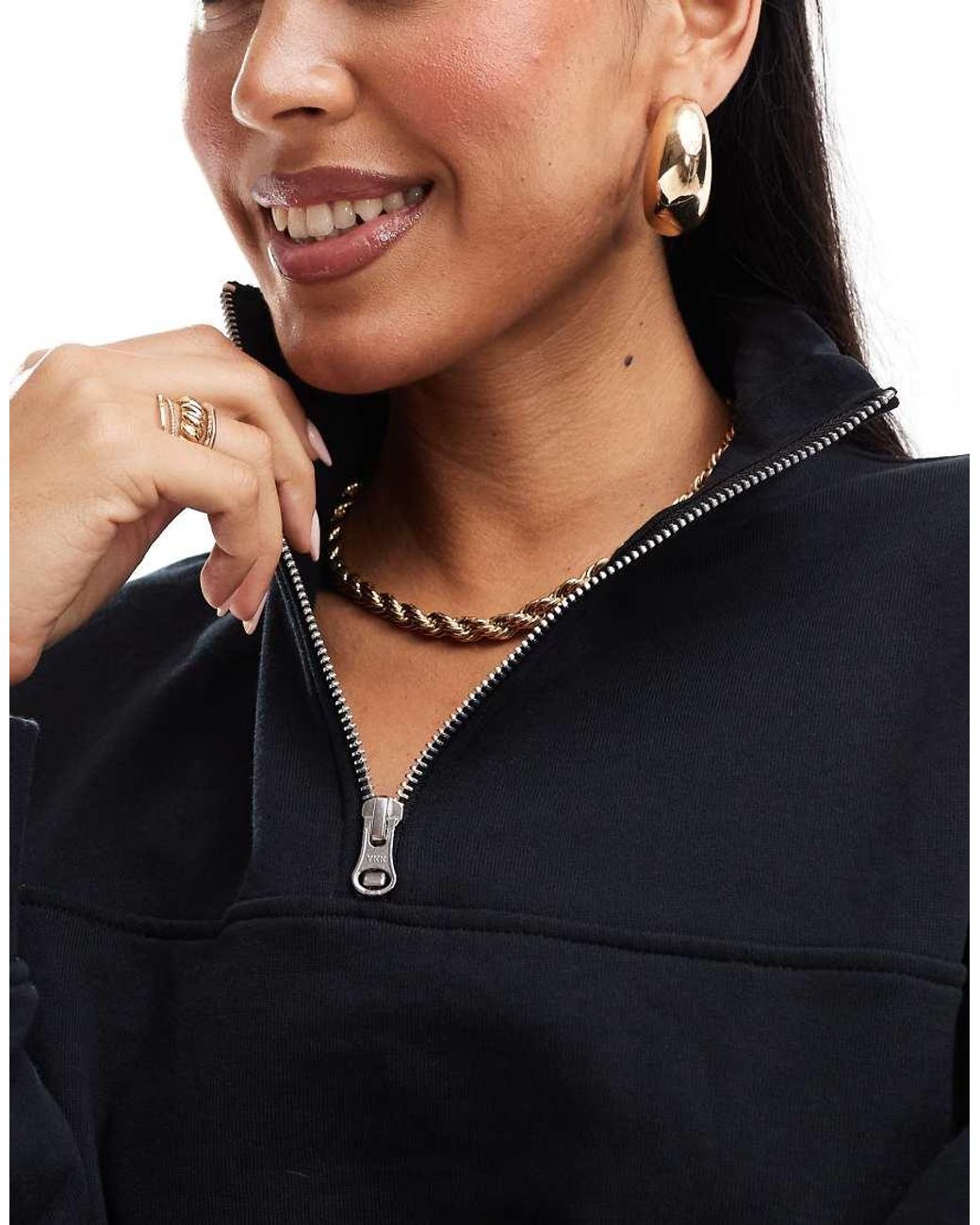 ASOS Black Funnel Neck Half Zip Sweatshirt