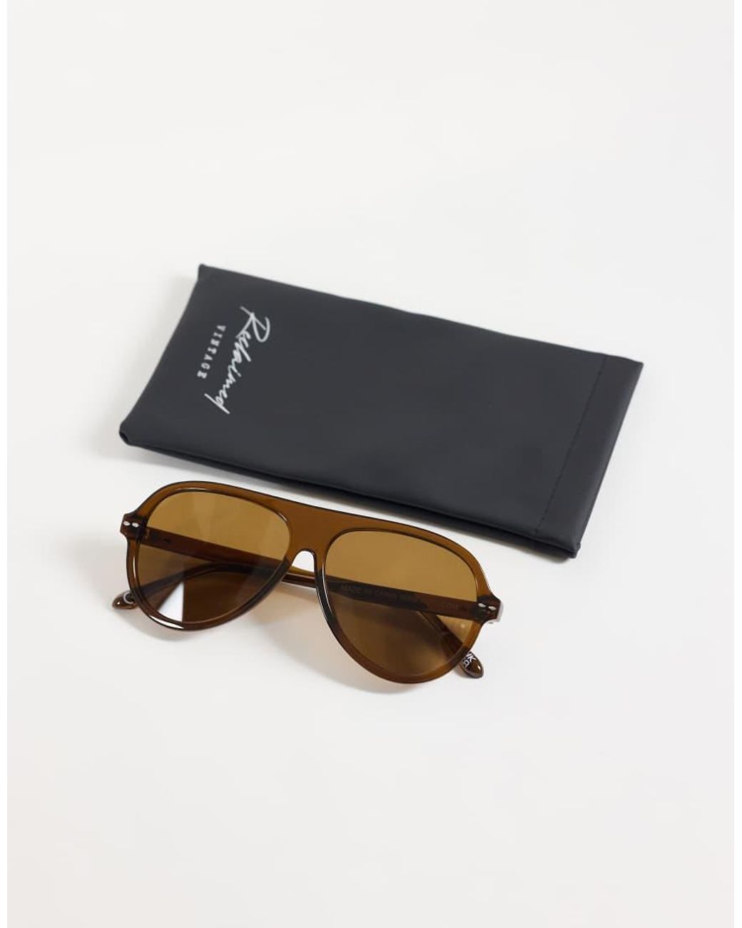 Reclaimed Vintage Natural Aviator Sunglasses With Brown Lens