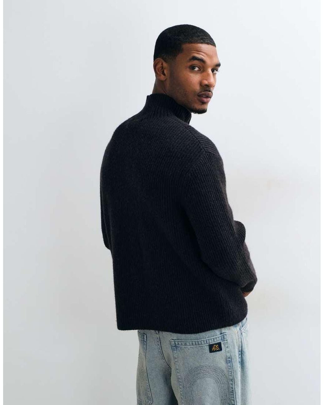 Weekday Blue Wool Blend Zip Cardigan for men