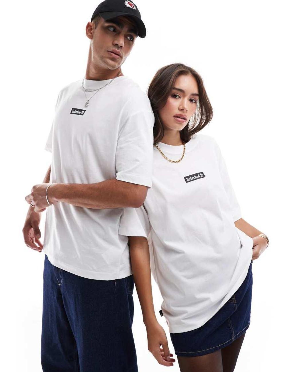 Timberland White Oversized T-shirt With Central Logo for men