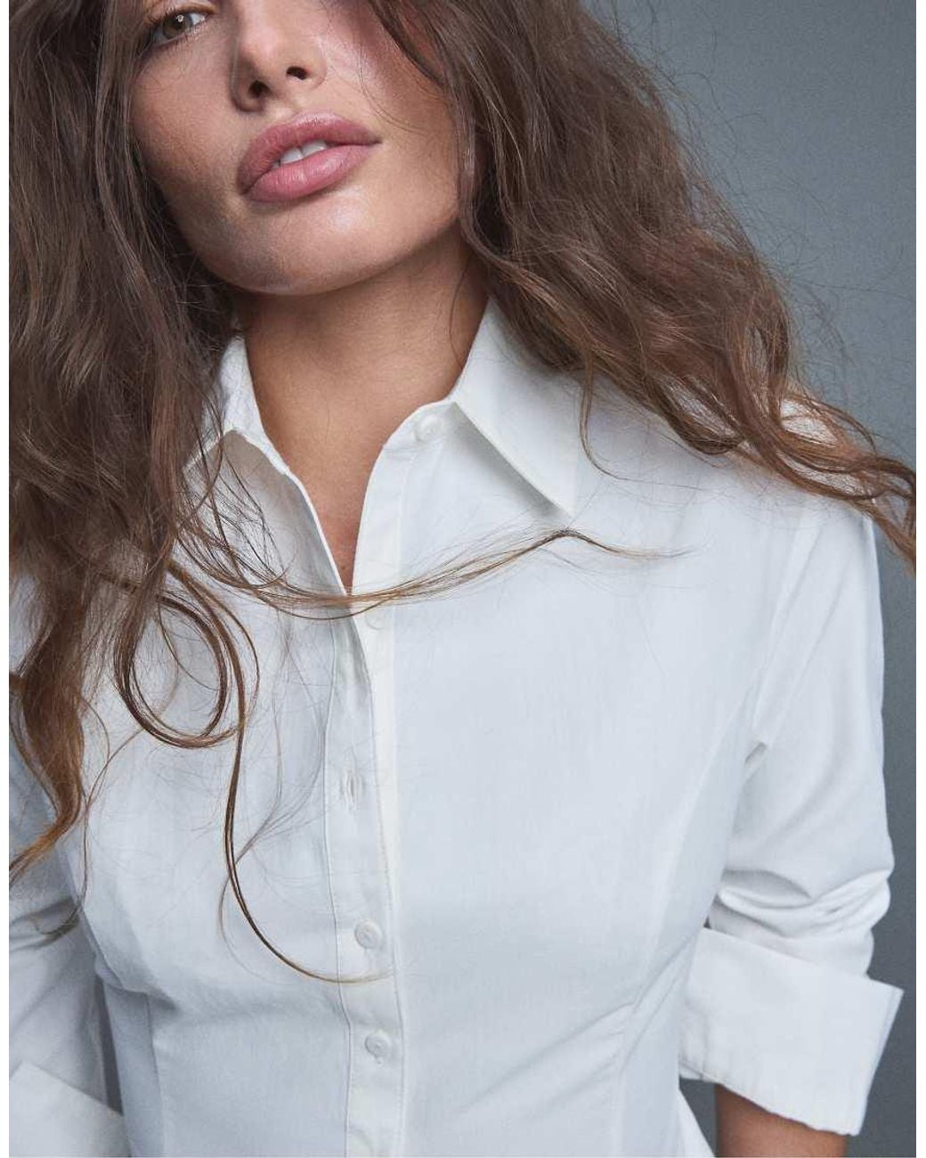 Stradivarius Blue Poplin Shirt With Ruffles