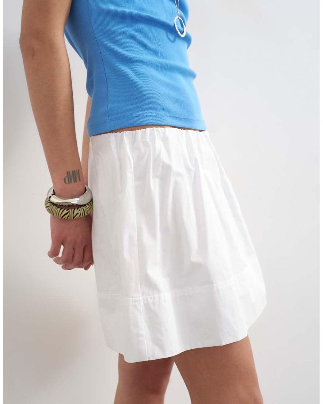 TOPSHOP White Mini Poplin Skirt