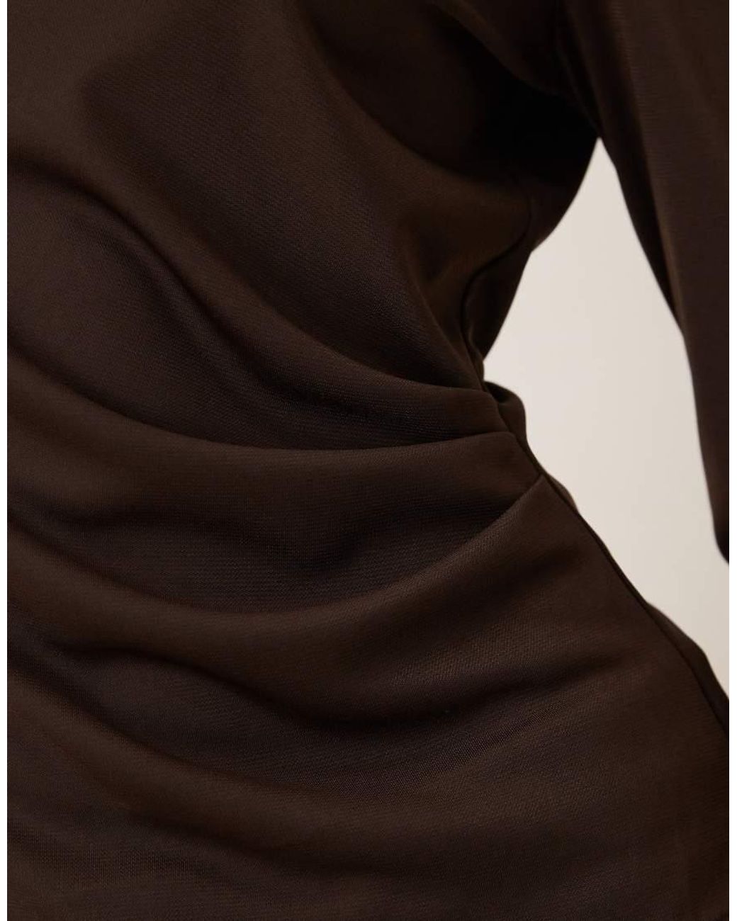 Mango Brown Roll Neck Long Sleeve Top With Flared Sleeves
